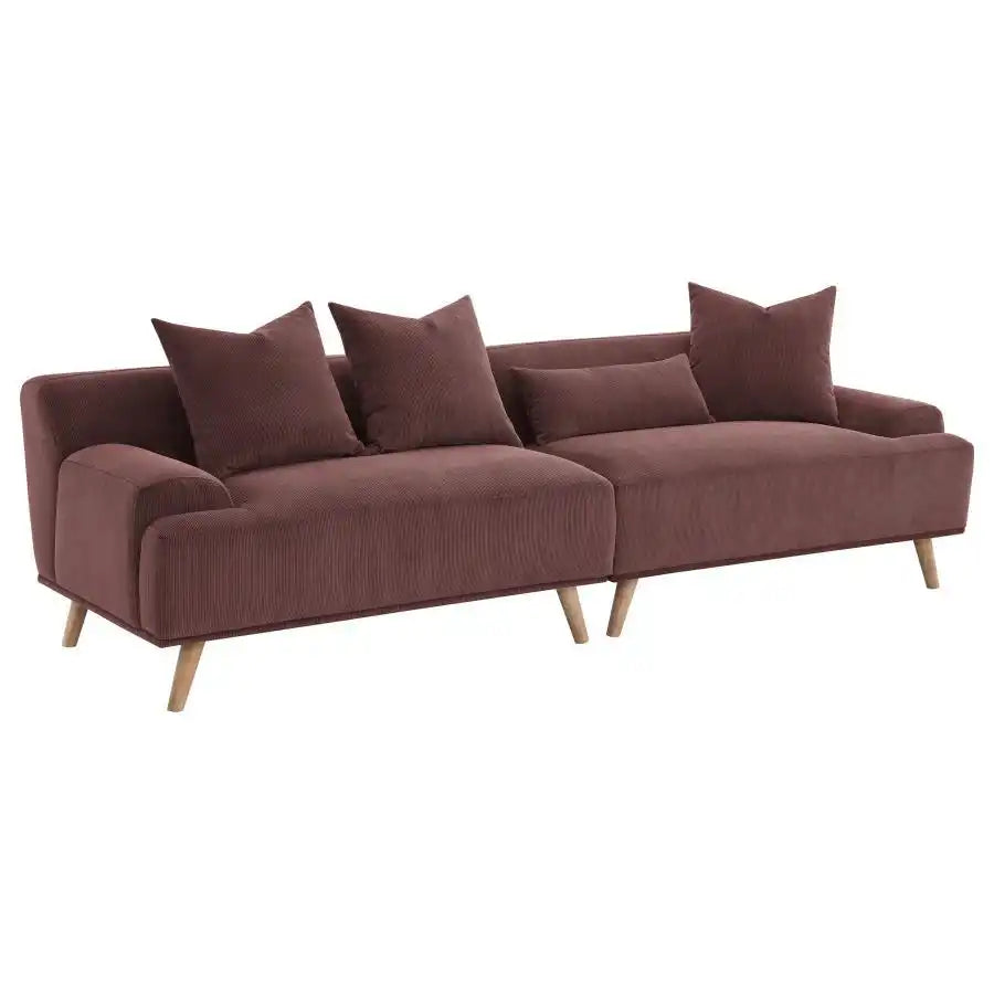 Elizabeth - Corduroy Upholstered Extra Long Sofa - Wine Red - Best Buy Furniture