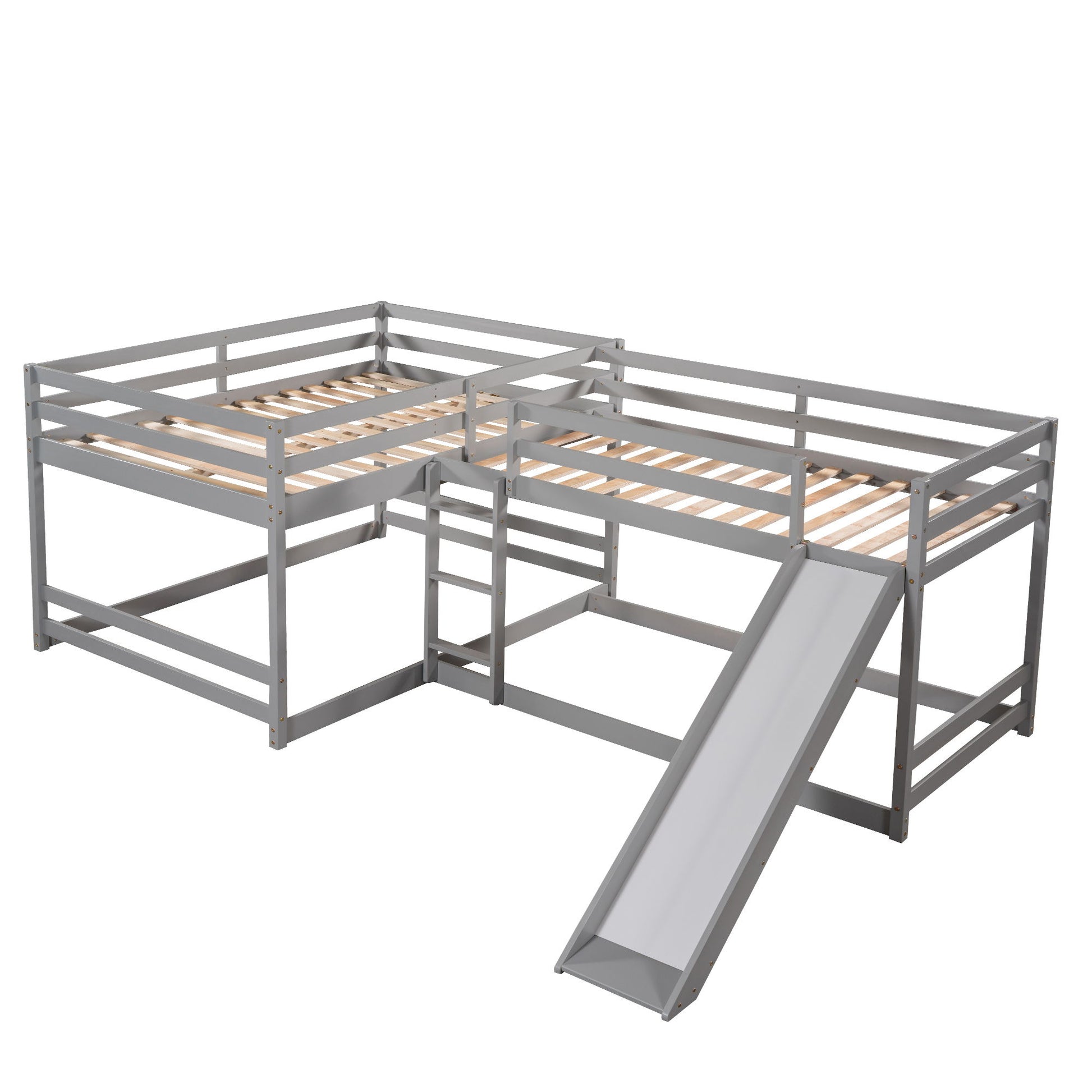L-Shaped Bunk Bed With Slide And Short Ladder - Best Buy Furniture