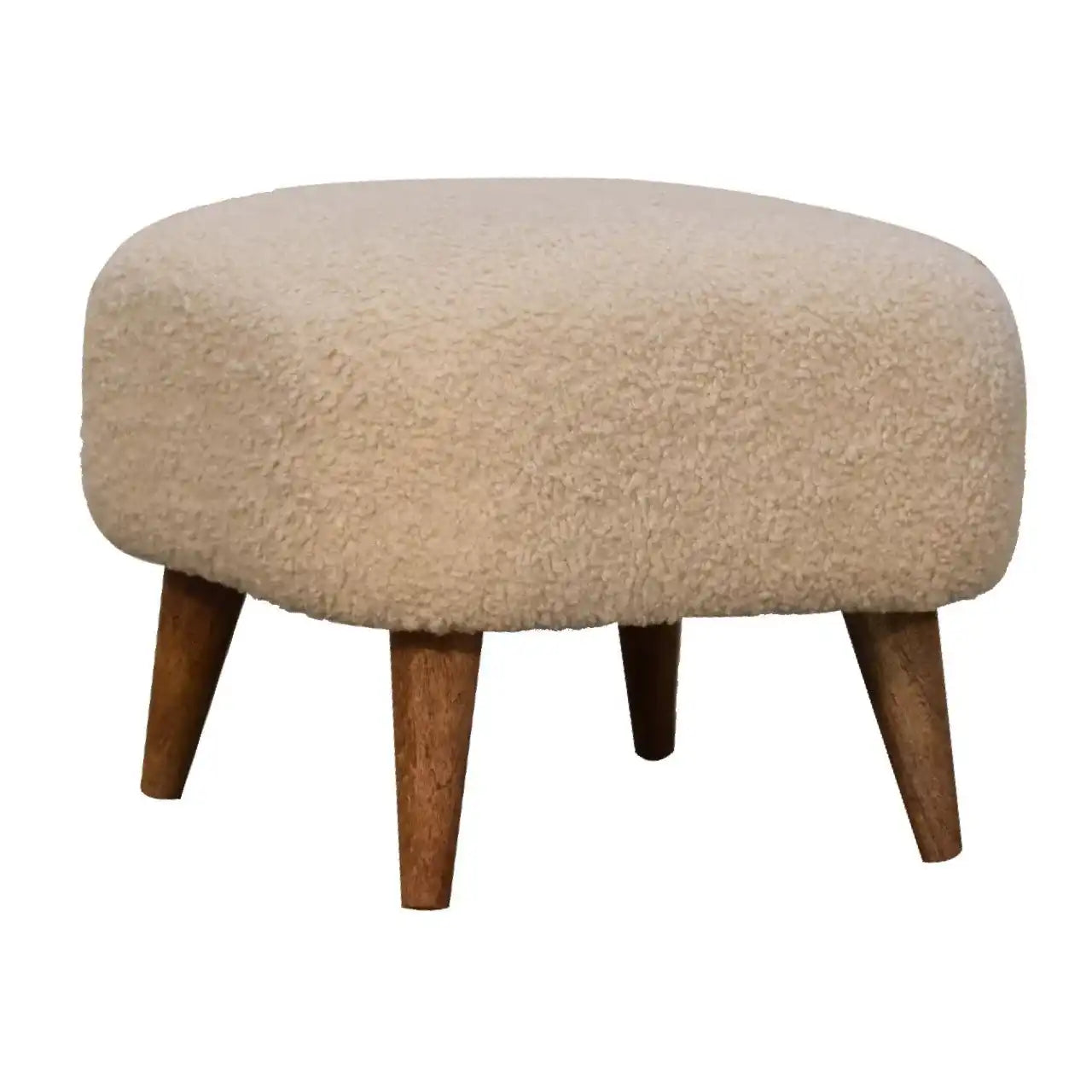 Boucle Square Footstool - Cream - Best Buy Furniture