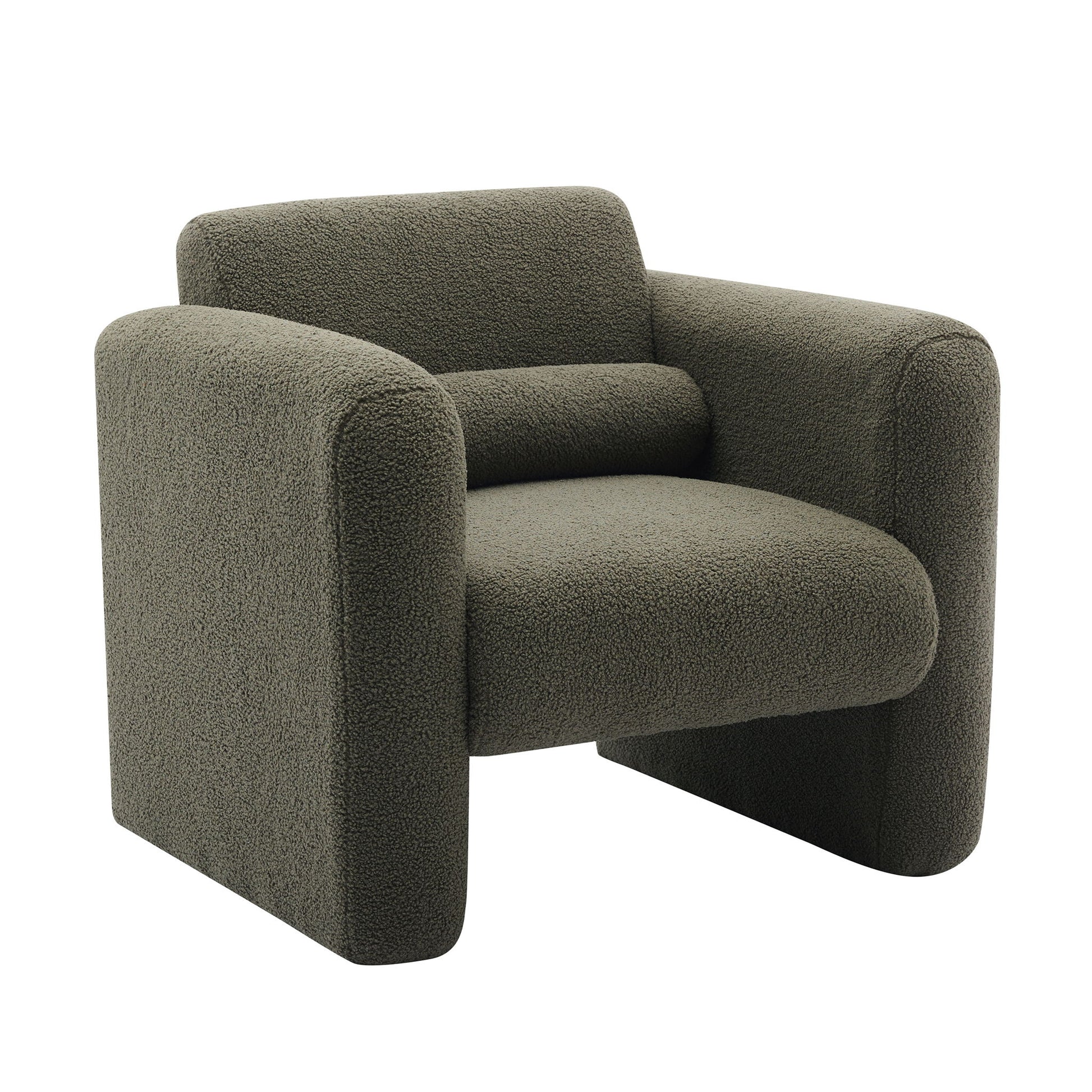 Modern Accent Chair Lambskin Sherpa Fabric Upholstered Comfy With Pillow - Best Buy Furniture
