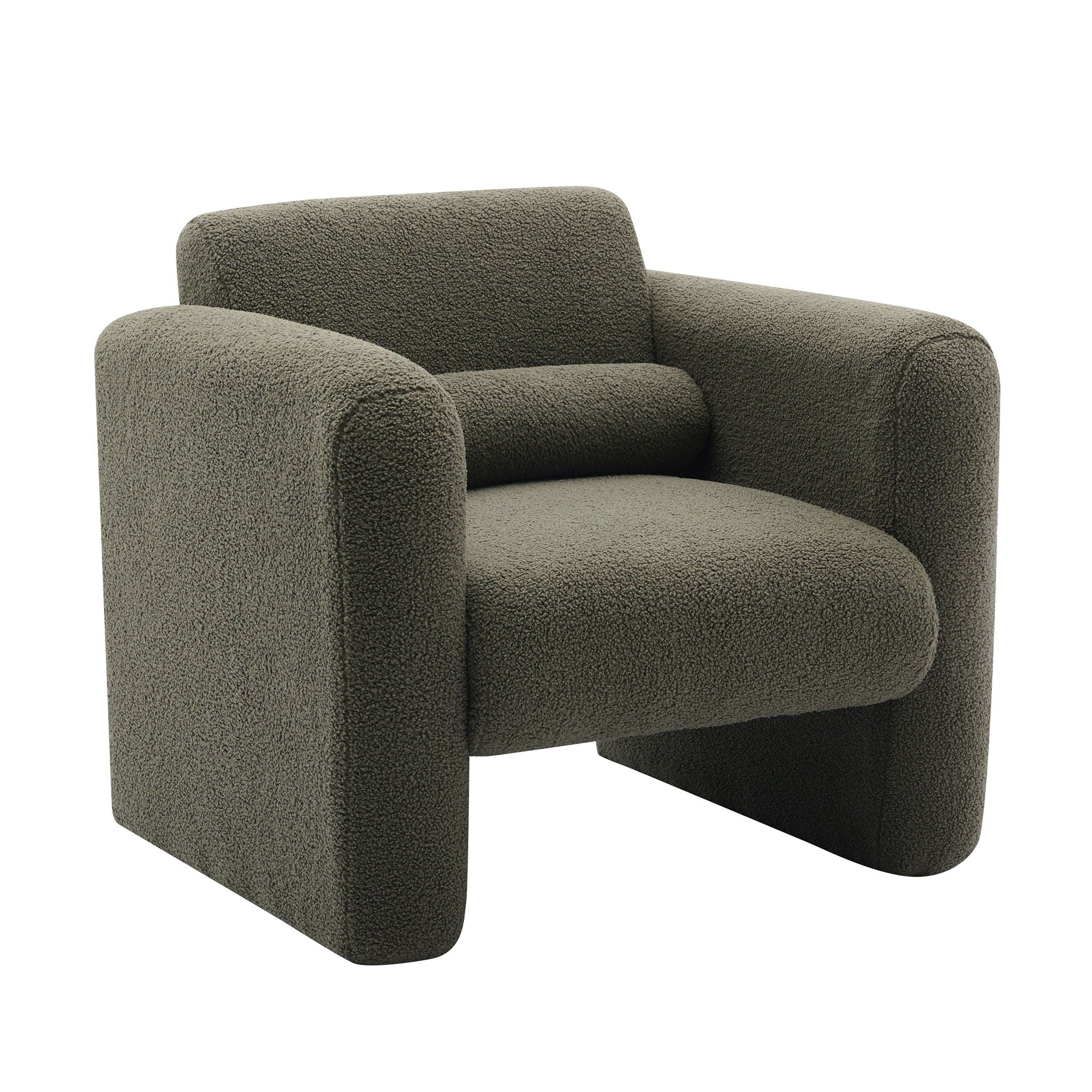 Modern Accent Chair Lambskin Sherpa Fabric Upholstered Comfy With Pillow - Best Buy Furniture