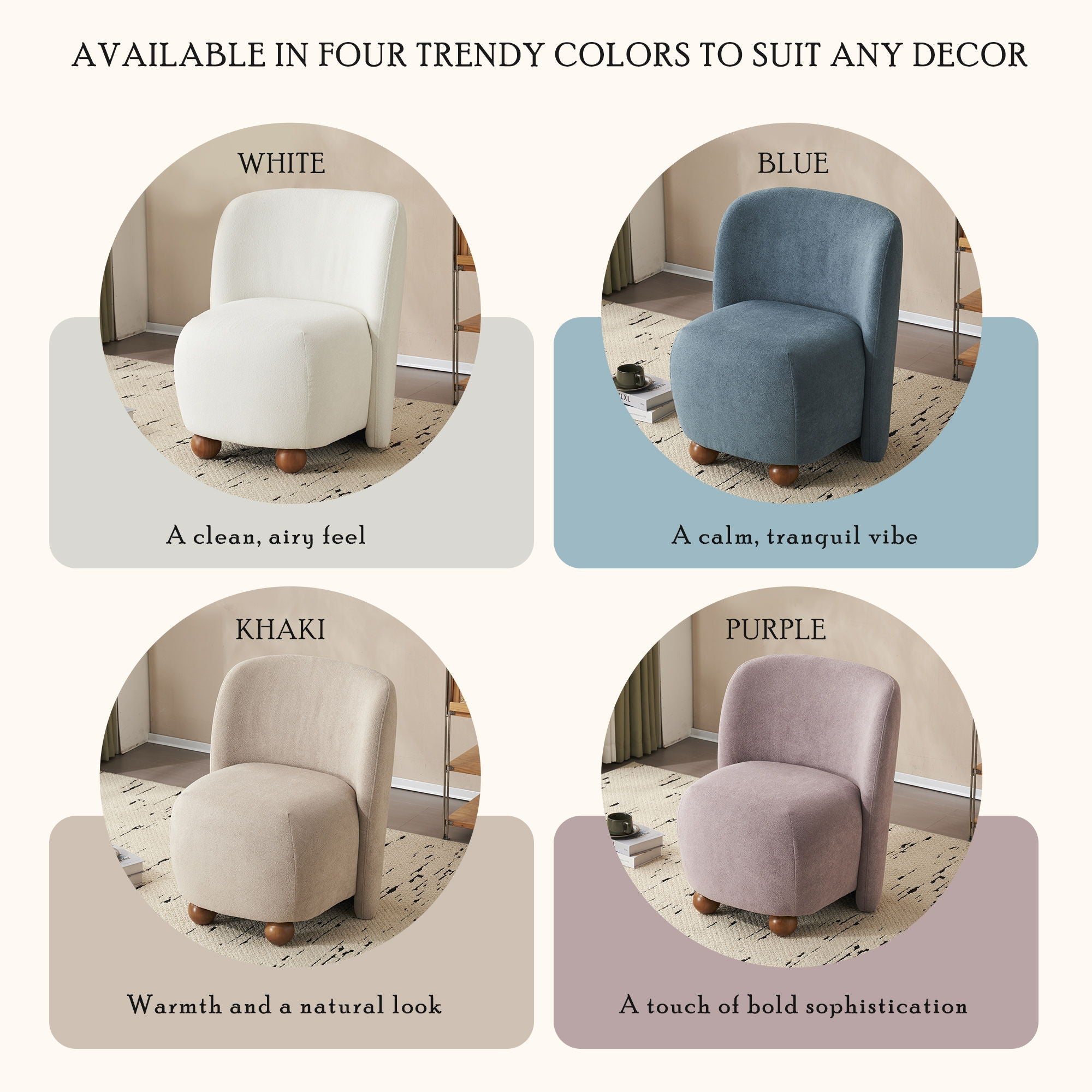 Modern Low Back Accent Upholstered Armless Living Room Chairs, Round Feet - Best Buy Furniture