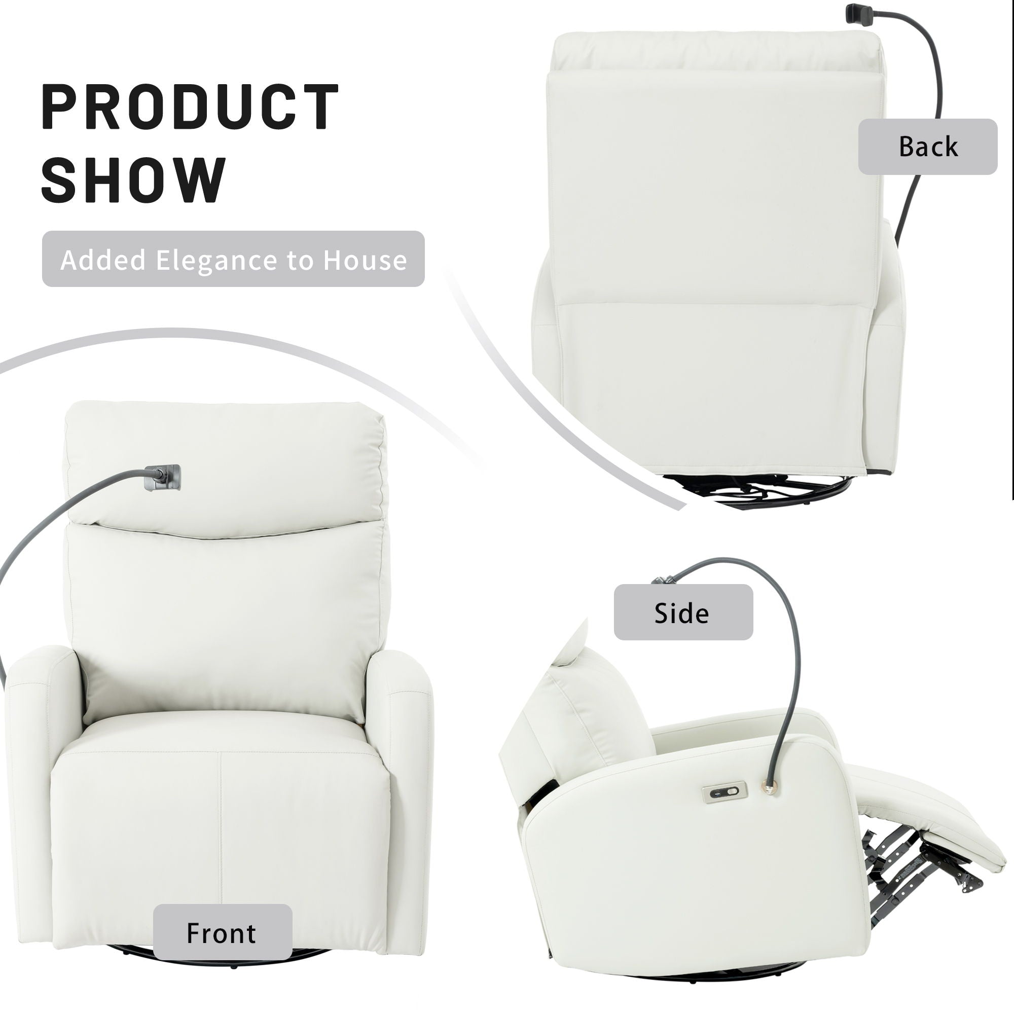 31.5" 270 Power Swivel Rocker Recliner Chair, Electric Glider Reclining Sofa With USB Ports, Power Swivel Glider, Rocking Chair Nursery Recliners For Living Room Bedroom - Light Gray - Best Buy Furniture