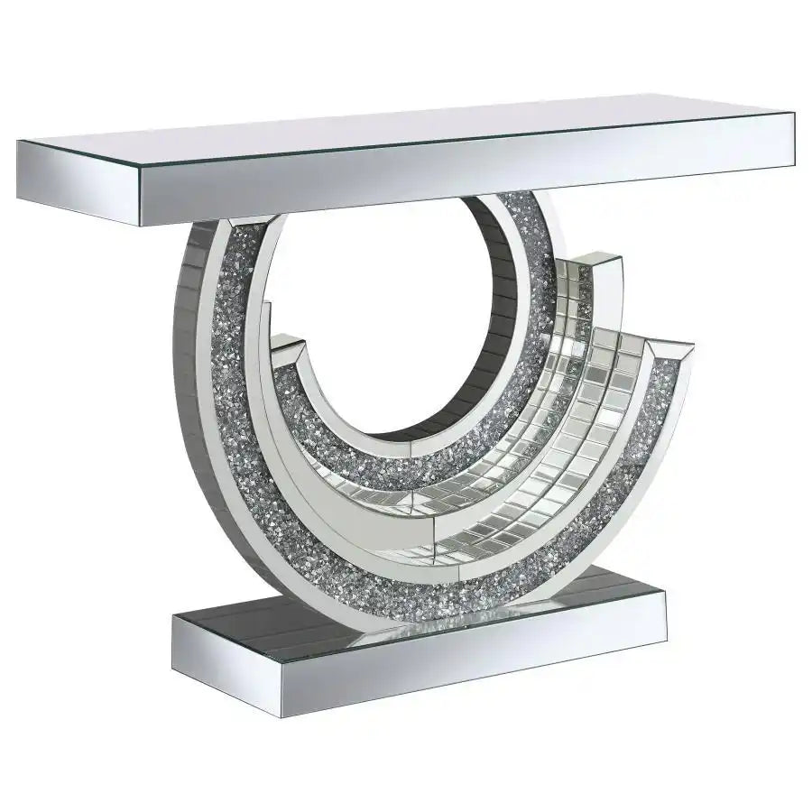 Imogen - Sculptural Mirrored Entryway Console Table - Silver - Best Buy Furniture