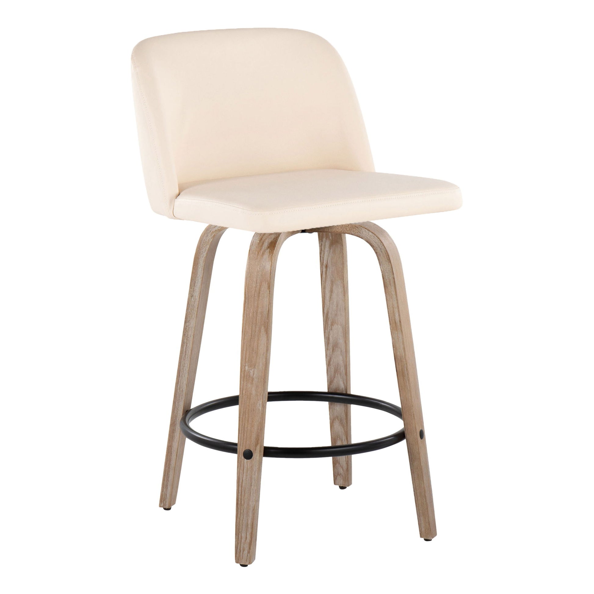 Toriano - Contemporary Fixed-Height Counter Stool & Swivel With Round Footrest (Set of 2) - Best Buy Furniture