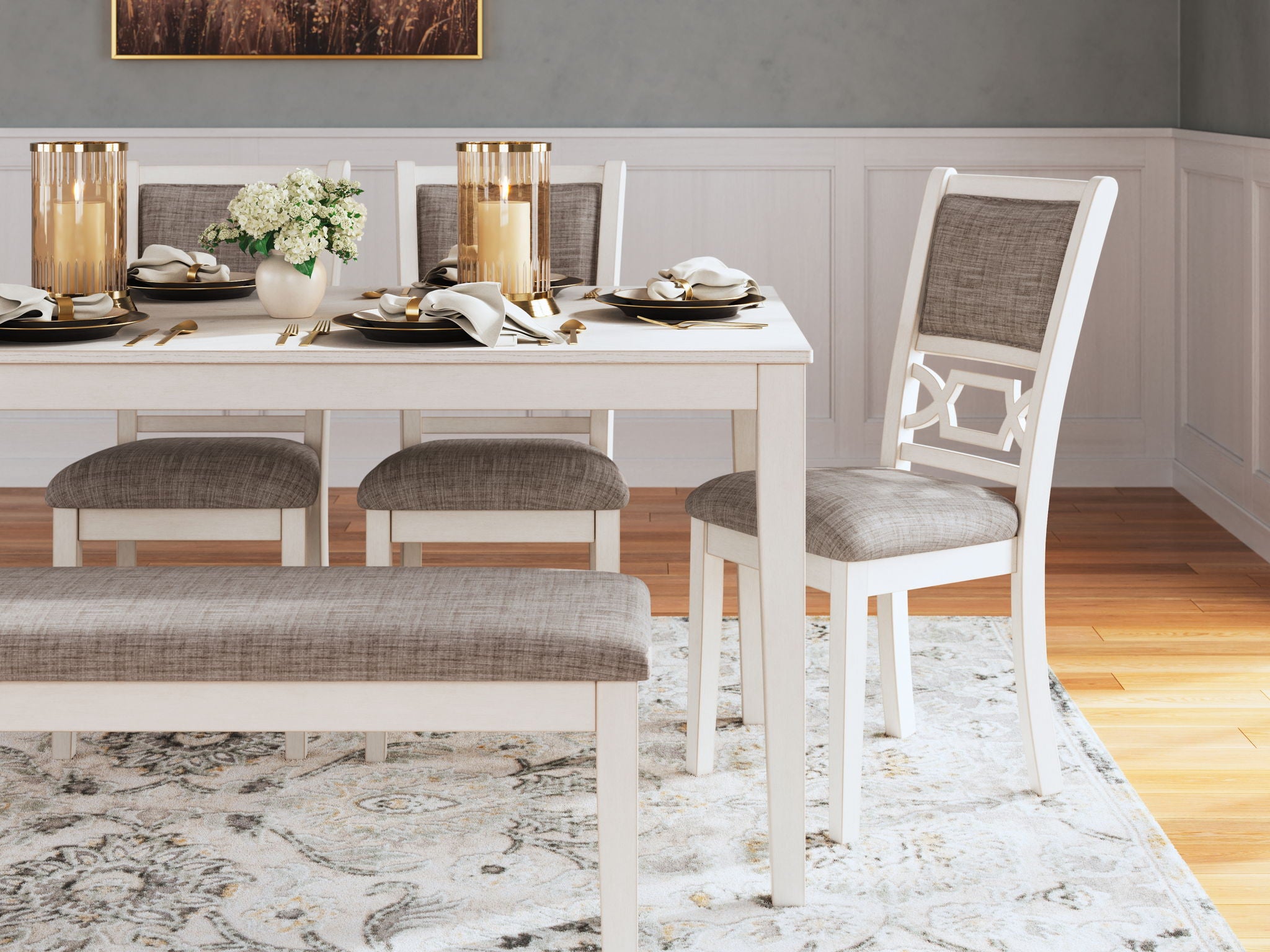 Erinberg - Dining Room Table Set (Set of 6) - Antique White - Best Buy Furniture