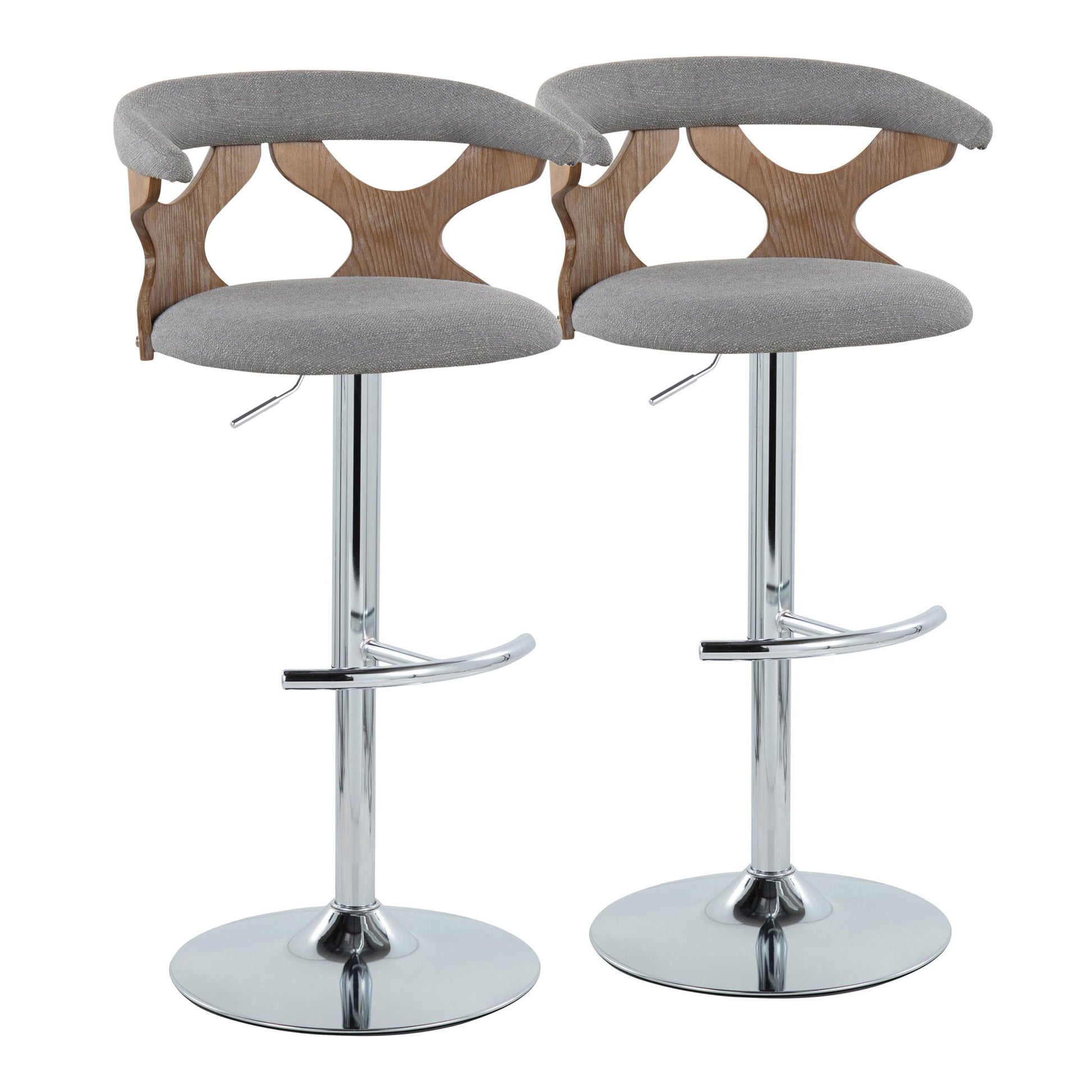 Gardenia - Contemporary Adjustable Barstool With Swivel / Rounded T Footrest (Set of 2) - Best Buy Furniture