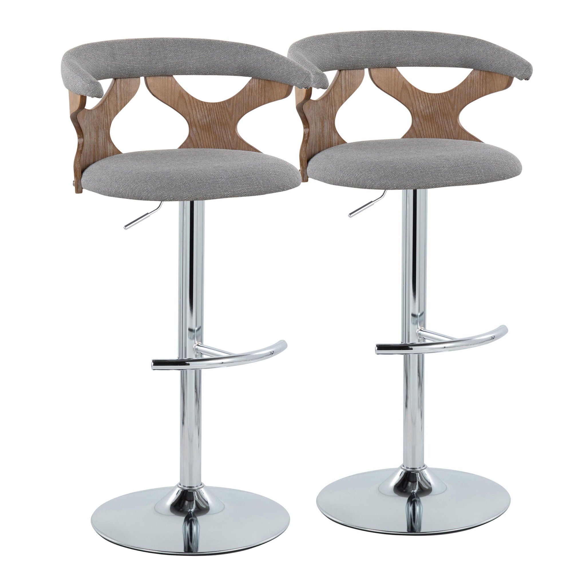 Gardenia - Contemporary Adjustable Barstool With Swivel / Rounded T Footrest (Set of 2) - Best Buy Furniture