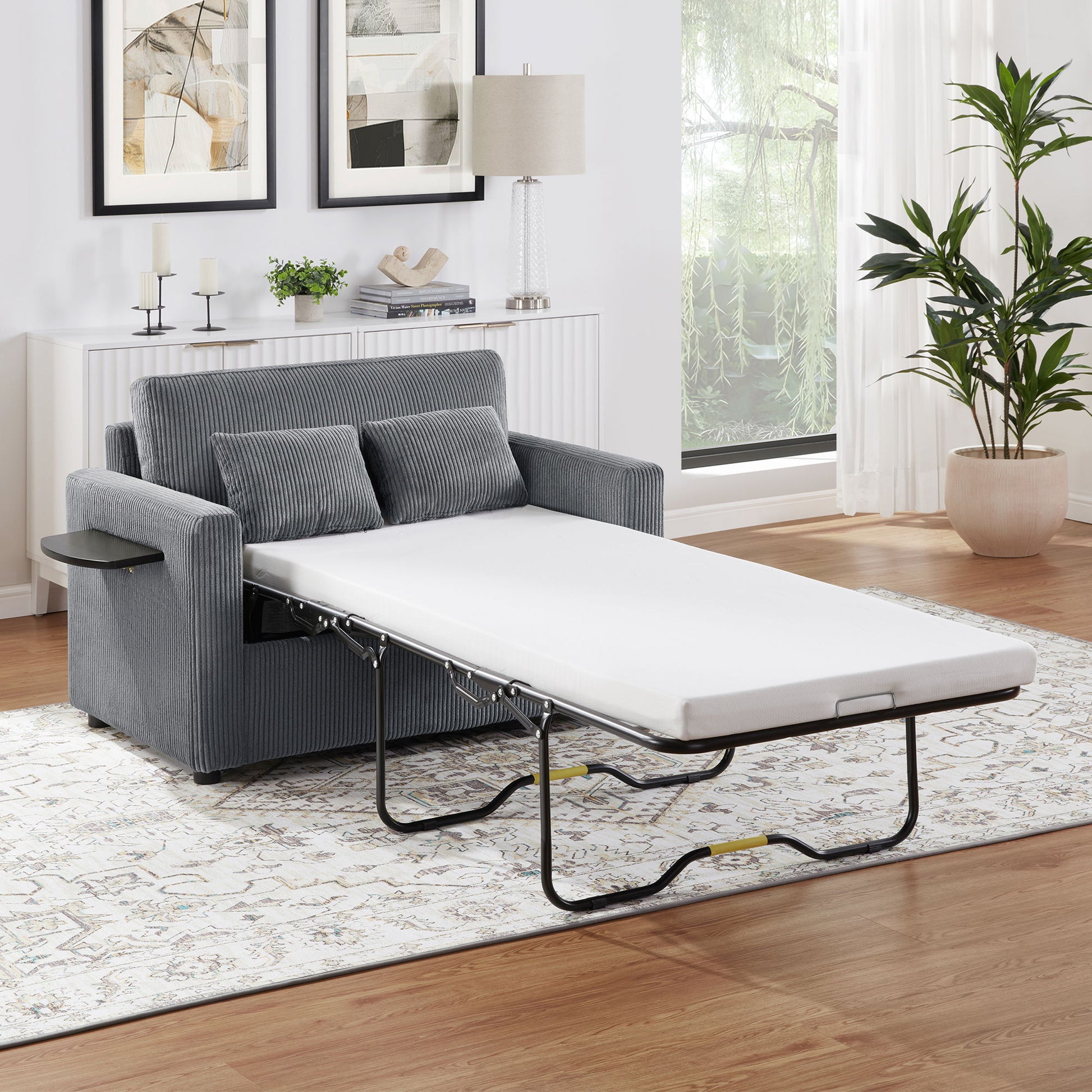 Sleeper Sofa With Foldable Mattress, USB Ports, Side Table & Storage Pocket - Best Buy Furniture
