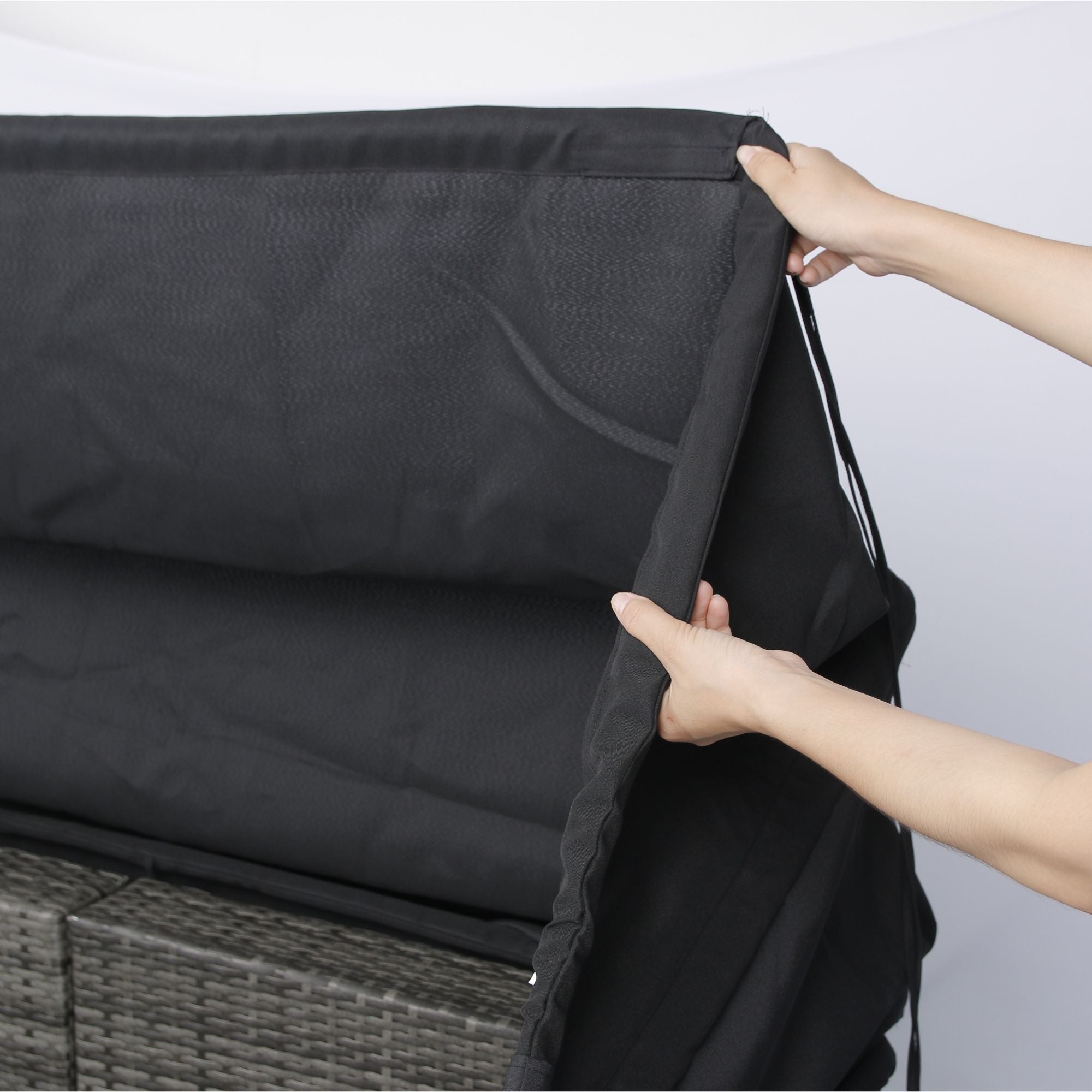 7 Piece Patio Furniture Set With Retractable Canopy Wicker Rattan Sectional Sofa Set Patio Furniture With Washable Cushions For Lawn, Garden, Backyard, Poolside Wicker And Cushion - Gray / Black - Best Buy Furniture