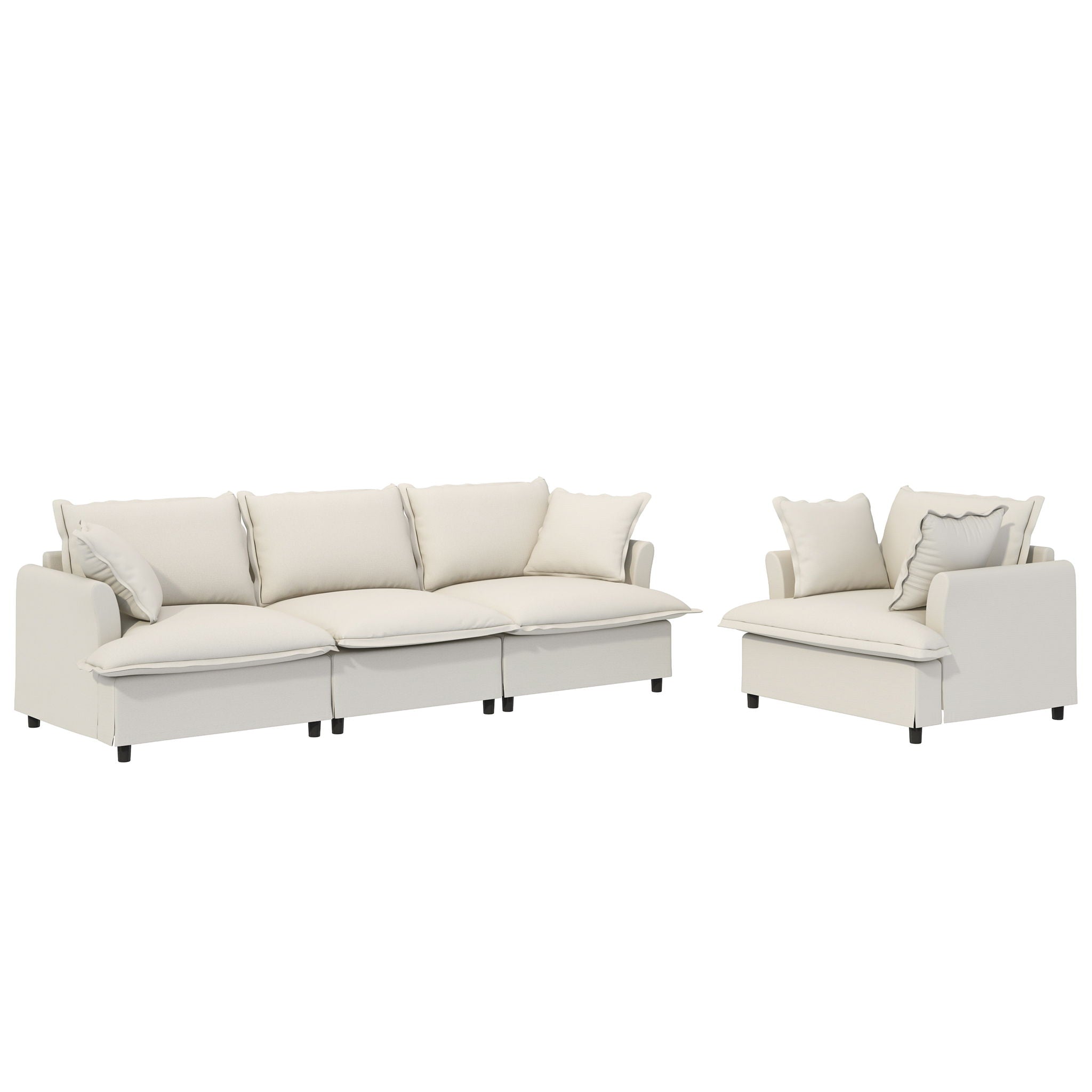 Living Room Set Modular Sectional Couch, Upholstered Sofa & Armchair & Movable Ottoman - Best Buy Furniture