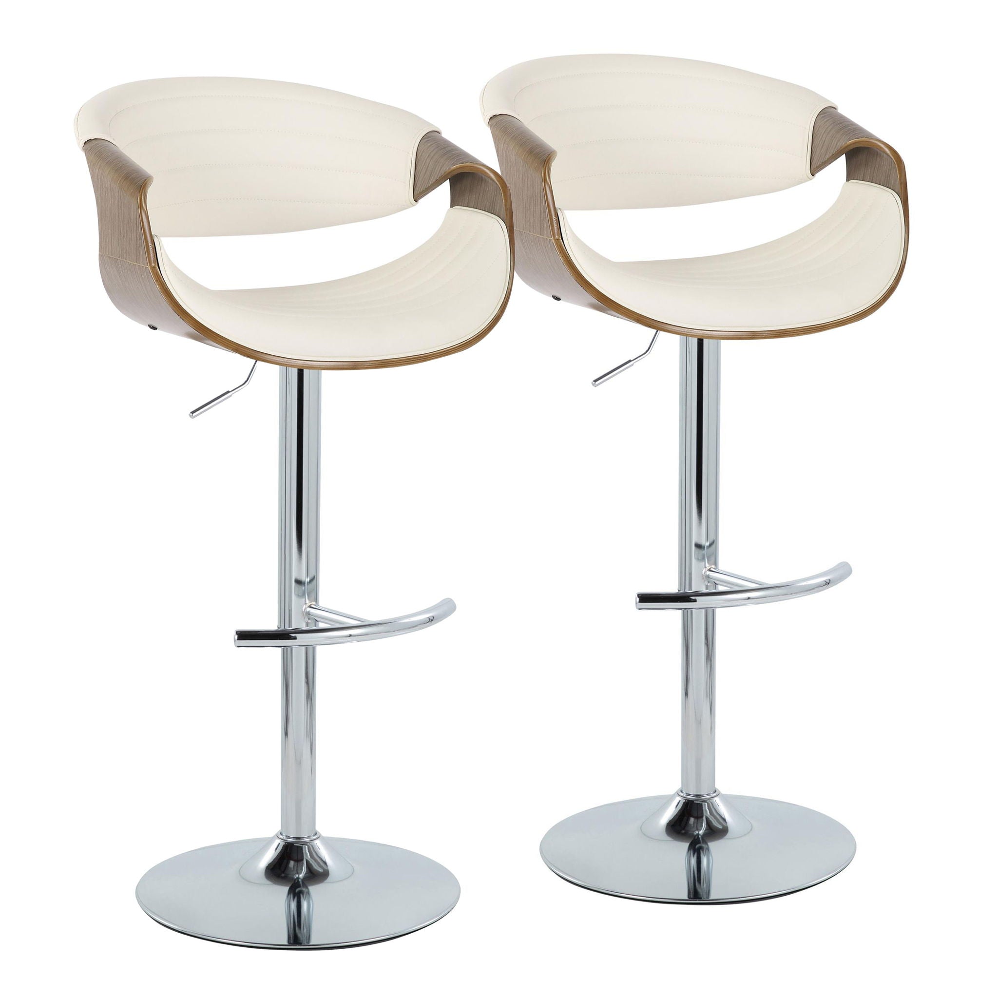 Symphony - Mid Century Modern Adjustable Barstool With Swivel & Rounded T Footrest (Set of 2) - Best Buy Furniture