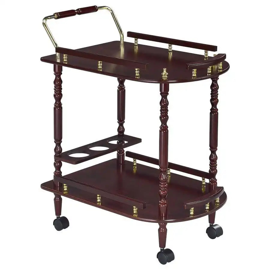 Palmer - 2-Tier Rectangular Wood Bar Cart - Merlot - Best Buy Furniture