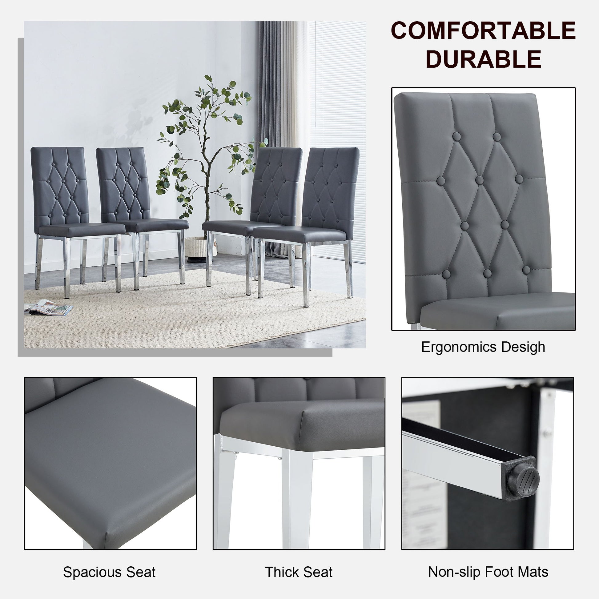 Vintage Style Armless Dining Chairs Set With Grid And Buckle Design - Best Buy Furniture