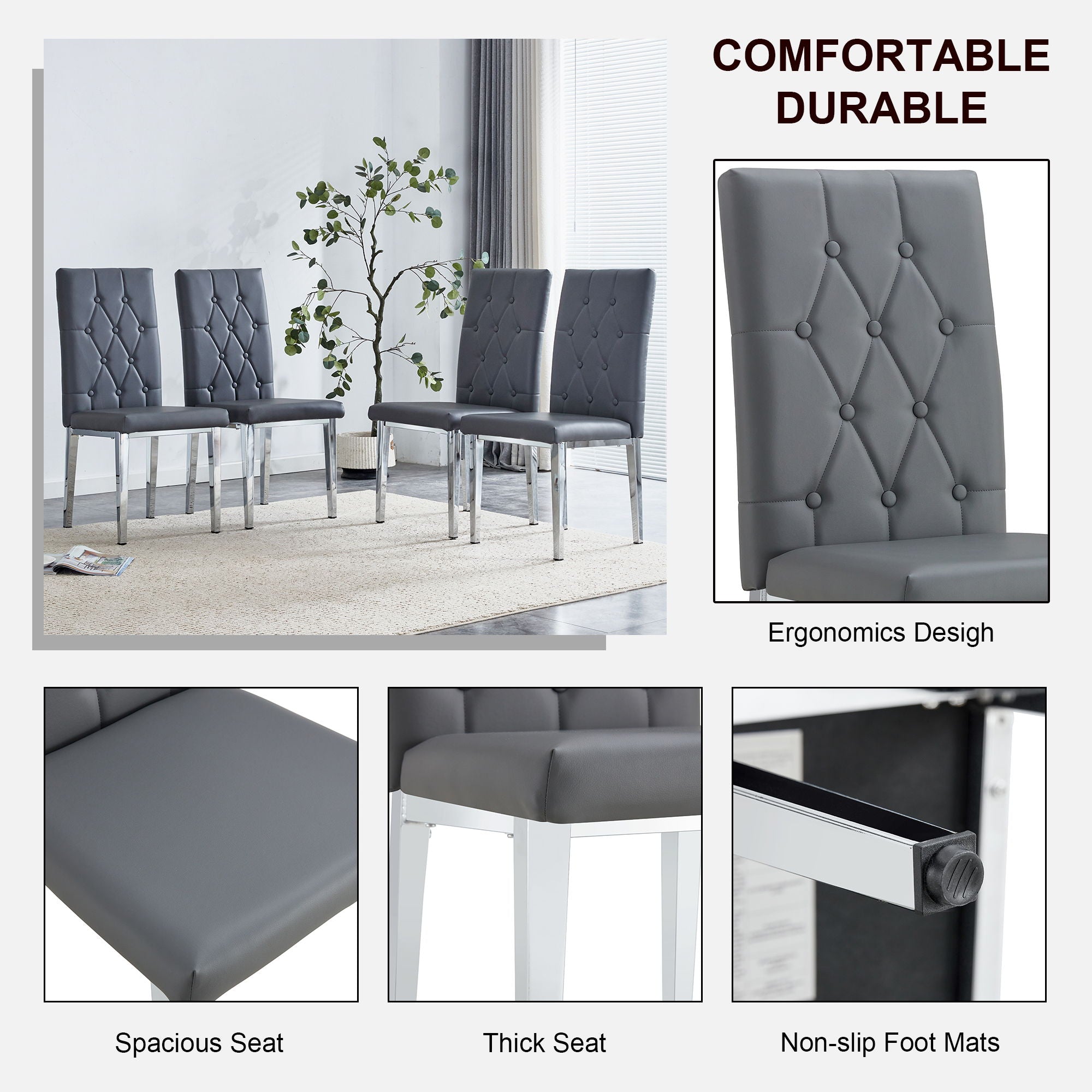 Vintage Style Armless Dining Chairs Set With Grid And Buckle Design - Best Buy Furniture