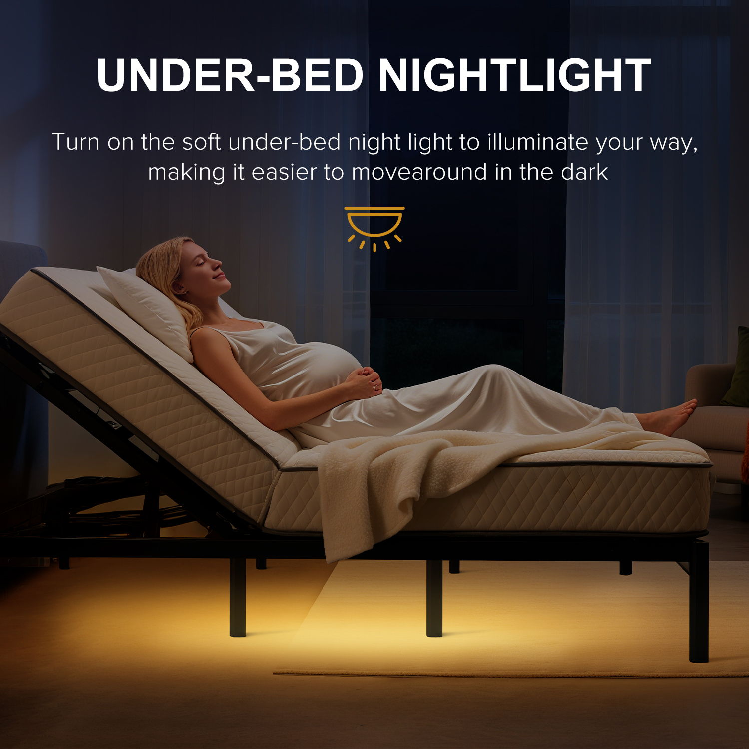 Adjustable Bed Frame With Massage Head & Foot Incline, Wireless Remote, USB Ports, LED Night Light - Best Buy Furniture