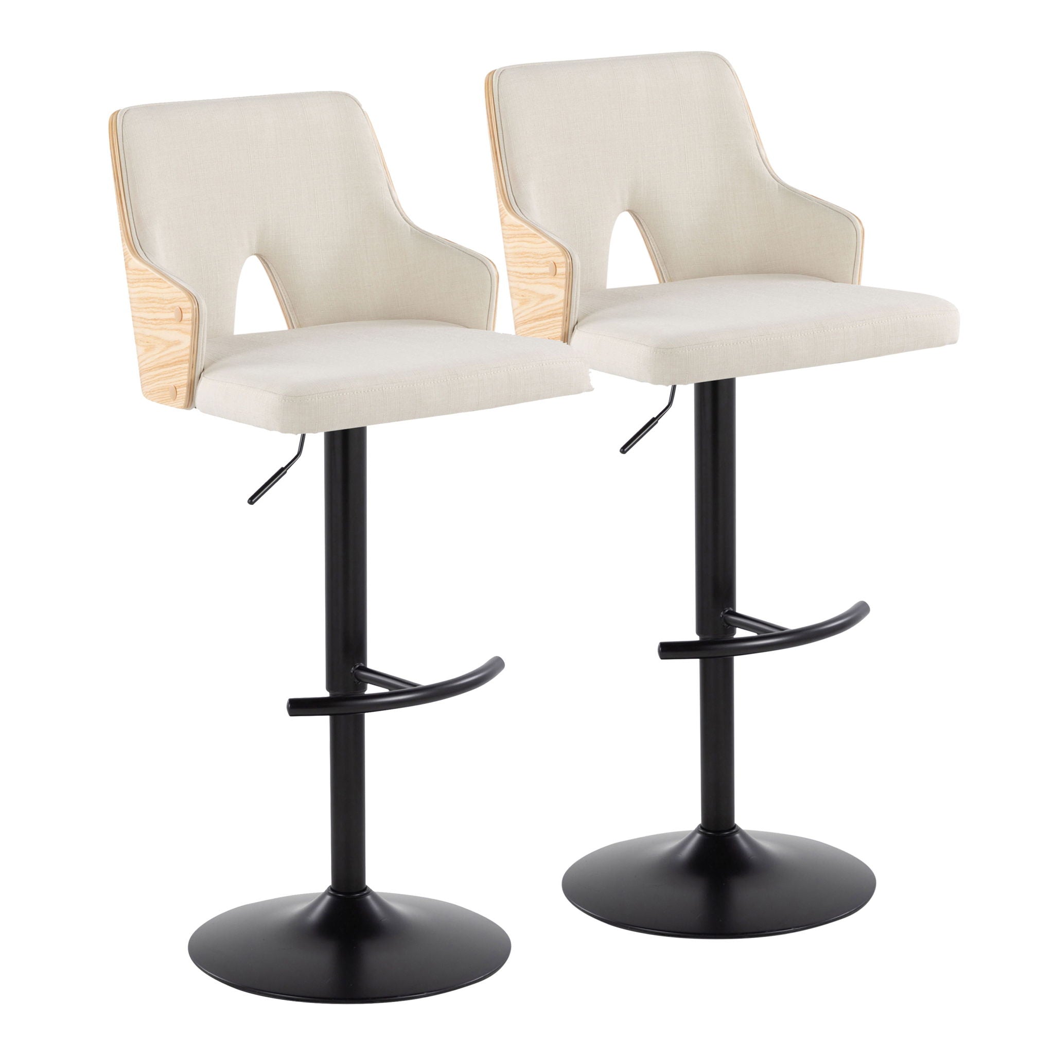 Stella - Contemporary Adjustable Barstool Stool With Swivel And Rounded T Footrest (Set of 2) - Best Buy Furniture