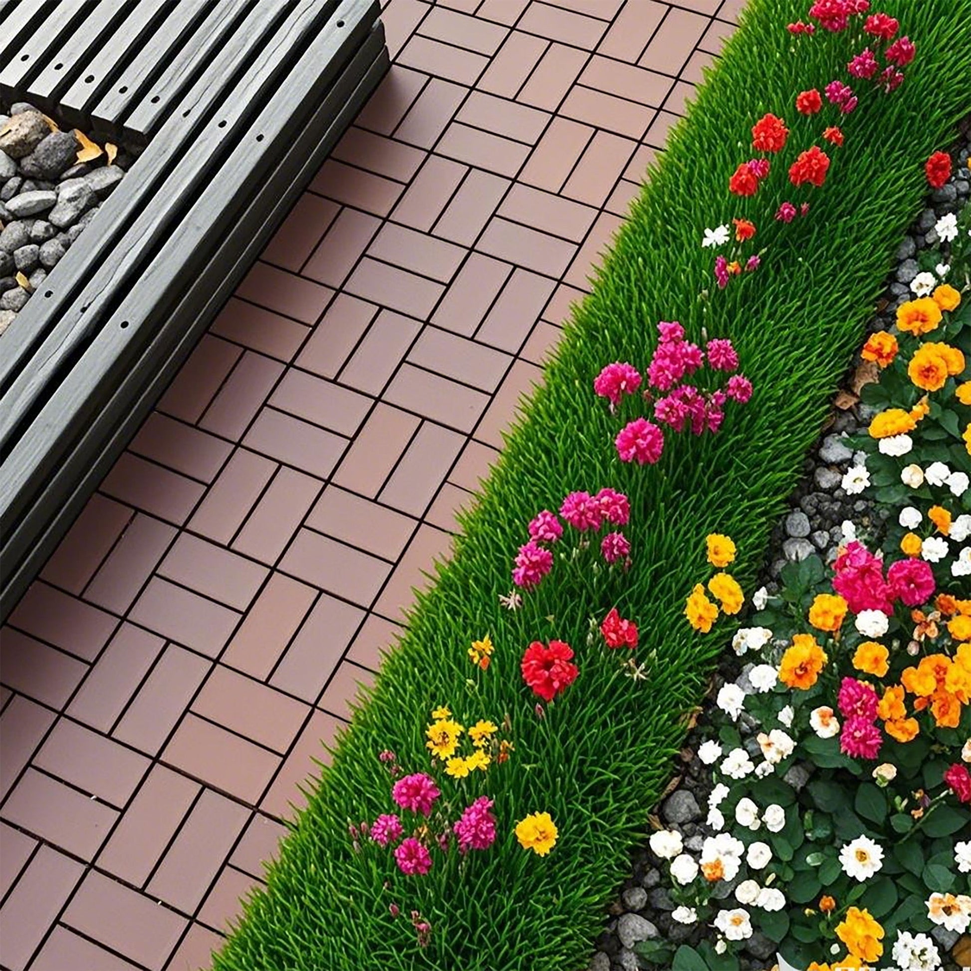 Plastic Interlocking Deck Tiles Patio Deck Tiles Waterproof Outdoor Use - Best Buy Furniture