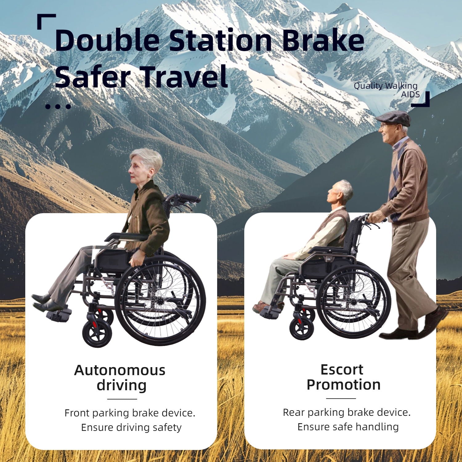 Premium Foldable Transport Wheelchair For Adults