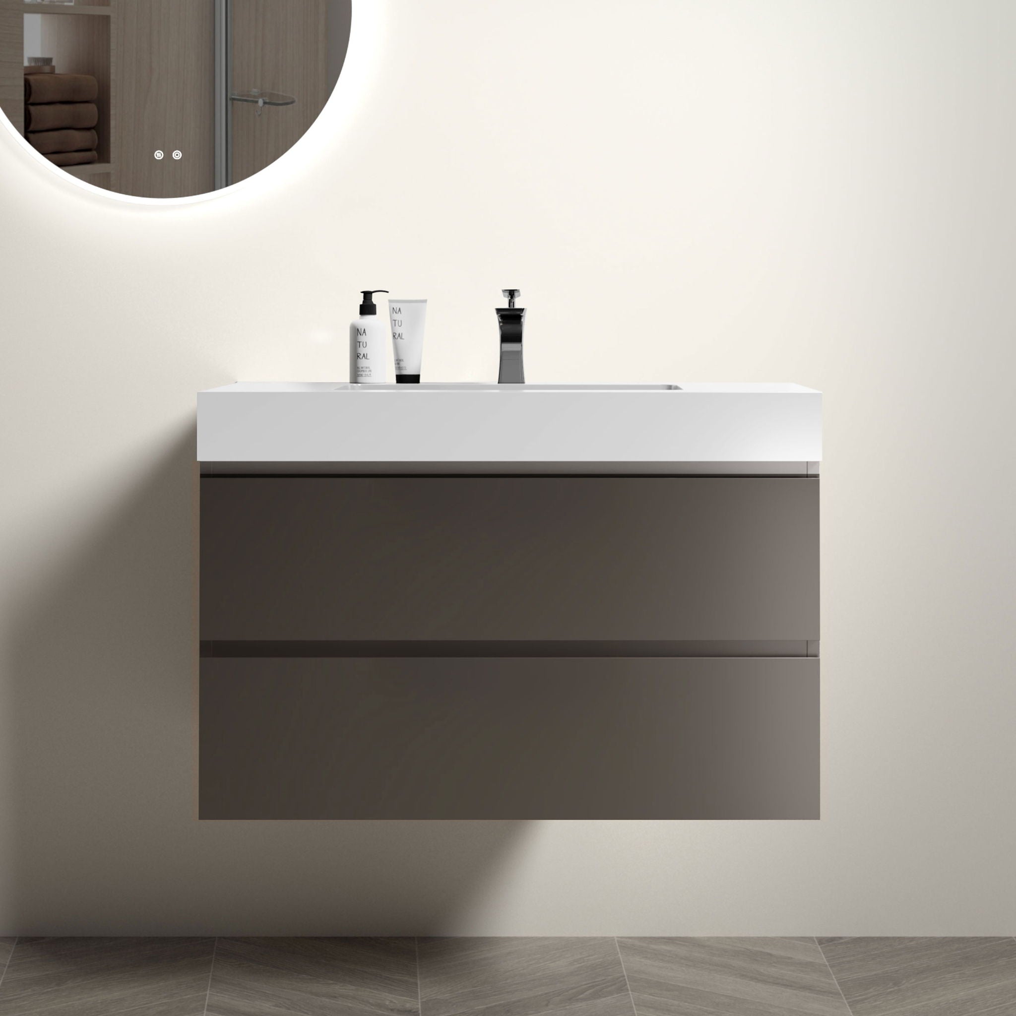 Alice - Bathroom Vanity With Sink, Large Storage Wall Mounted Floating Bathroom Vanity For Modern Bathroom, One-Piece Sink Basin Without Drain And Faucet - Best Buy Furniture