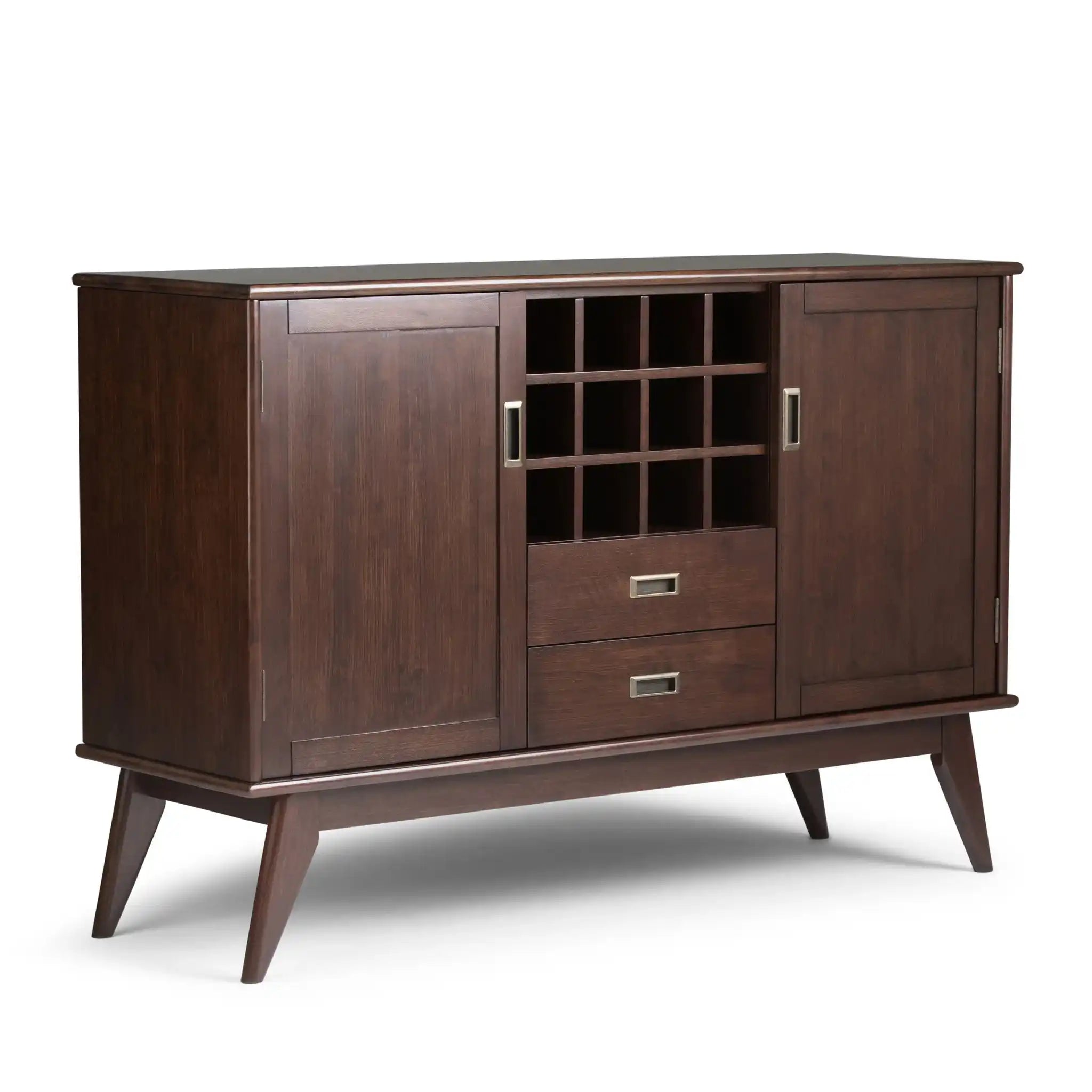 Draper - Mid Century Sideboard Buffet And Wine Rack - Medium Auburn Brown - Best Buy Furniture
