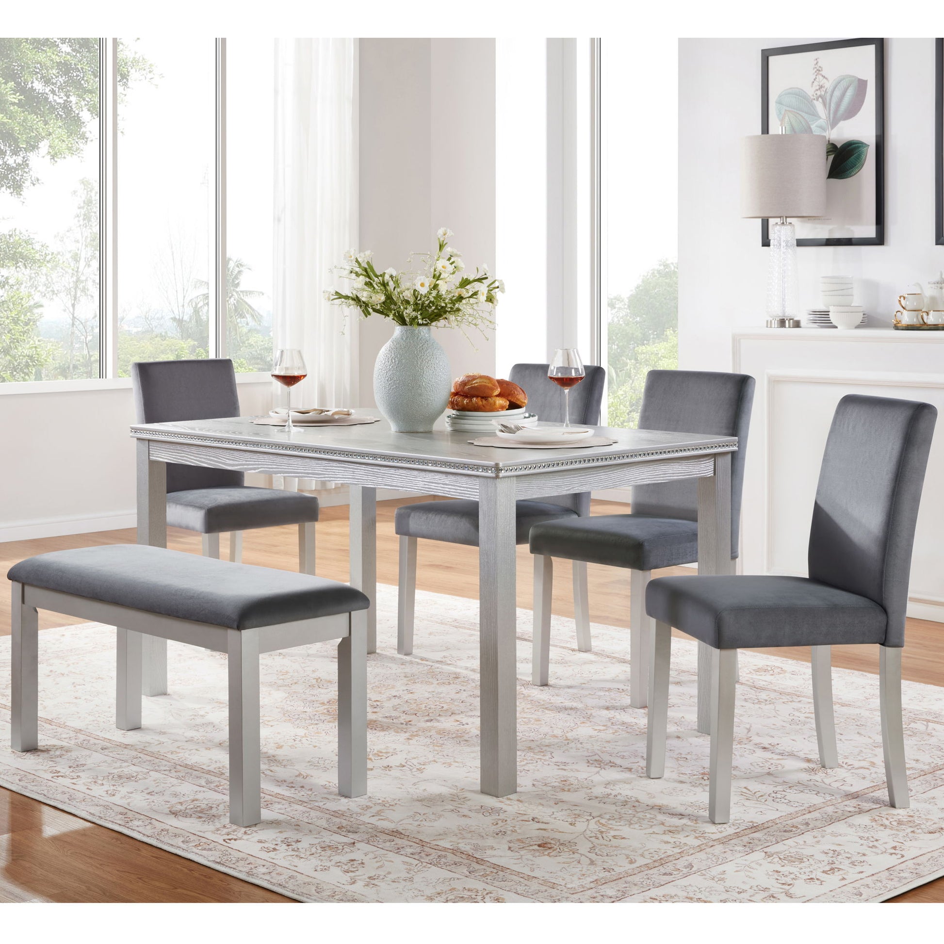 Dining Table Set, Table With A Rectangular Table And Upholstered Chairs - Best Buy Furniture