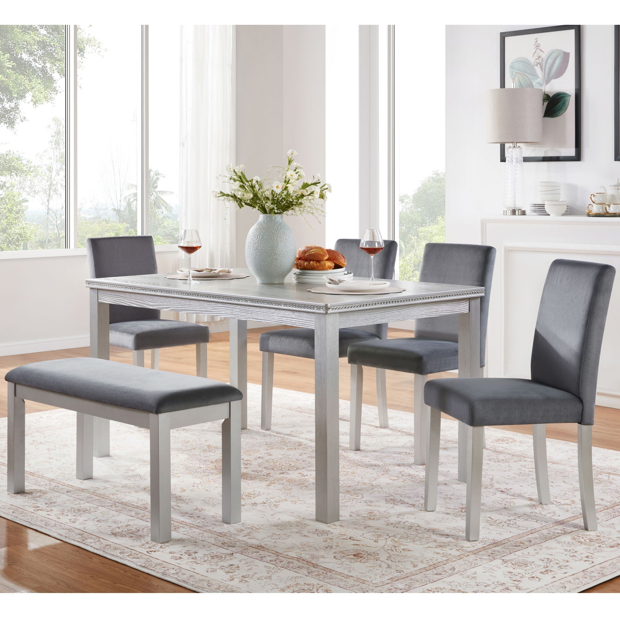 Dining Table Set, Table With A Rectangular Table And Upholstered Chairs - Best Buy Furniture