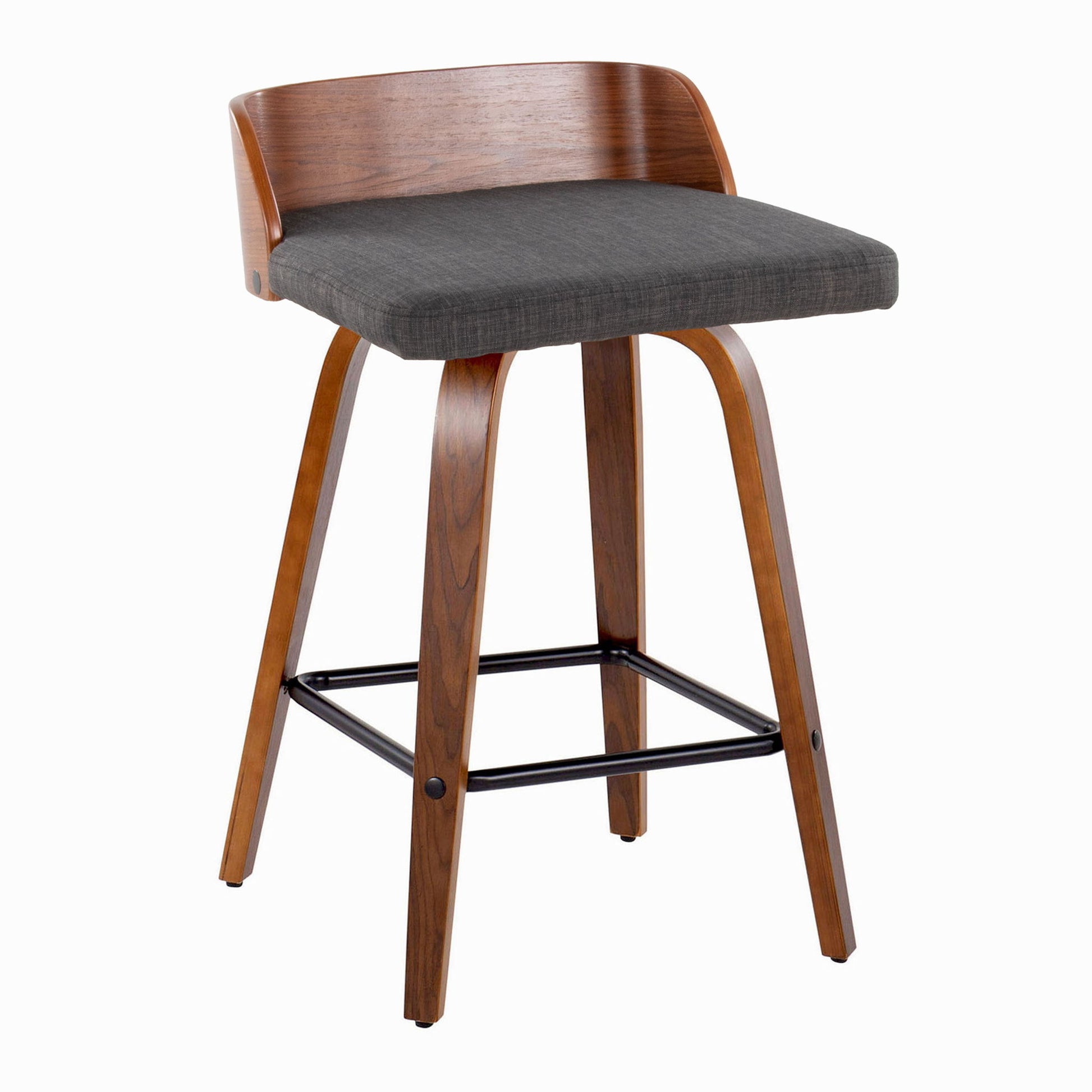 Maya - Mid Century Modern Fixed Height Counter Stool With Swivel And Square Footrest (Set of 2) - Best Buy Furniture