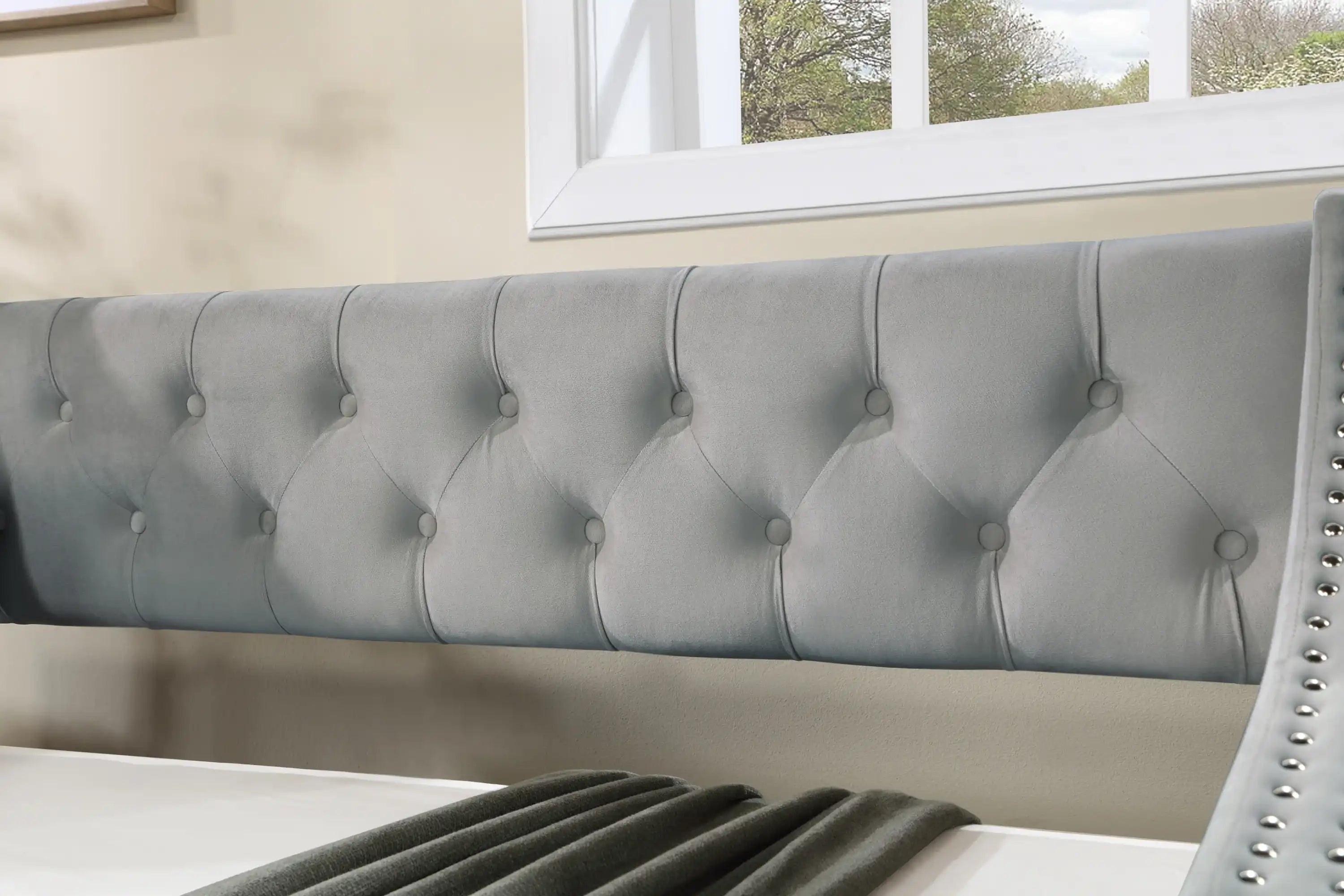 Twin Size Upholstered Daybed with Trundle, Wood Frame, Beige - Best Buy Furniture