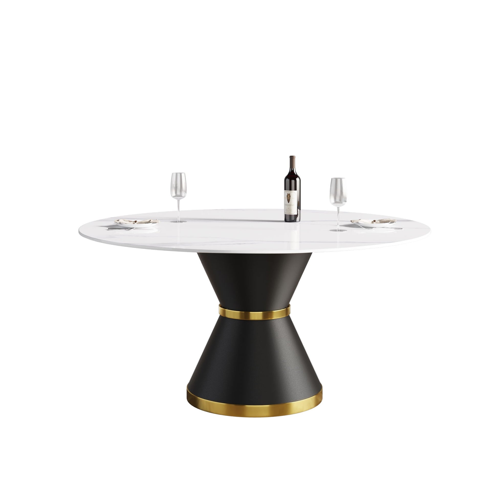 Modern Artificial Stone Round Carbon Steel Base Dining Table, Can Accommodate 6 People - Best Buy Furniture