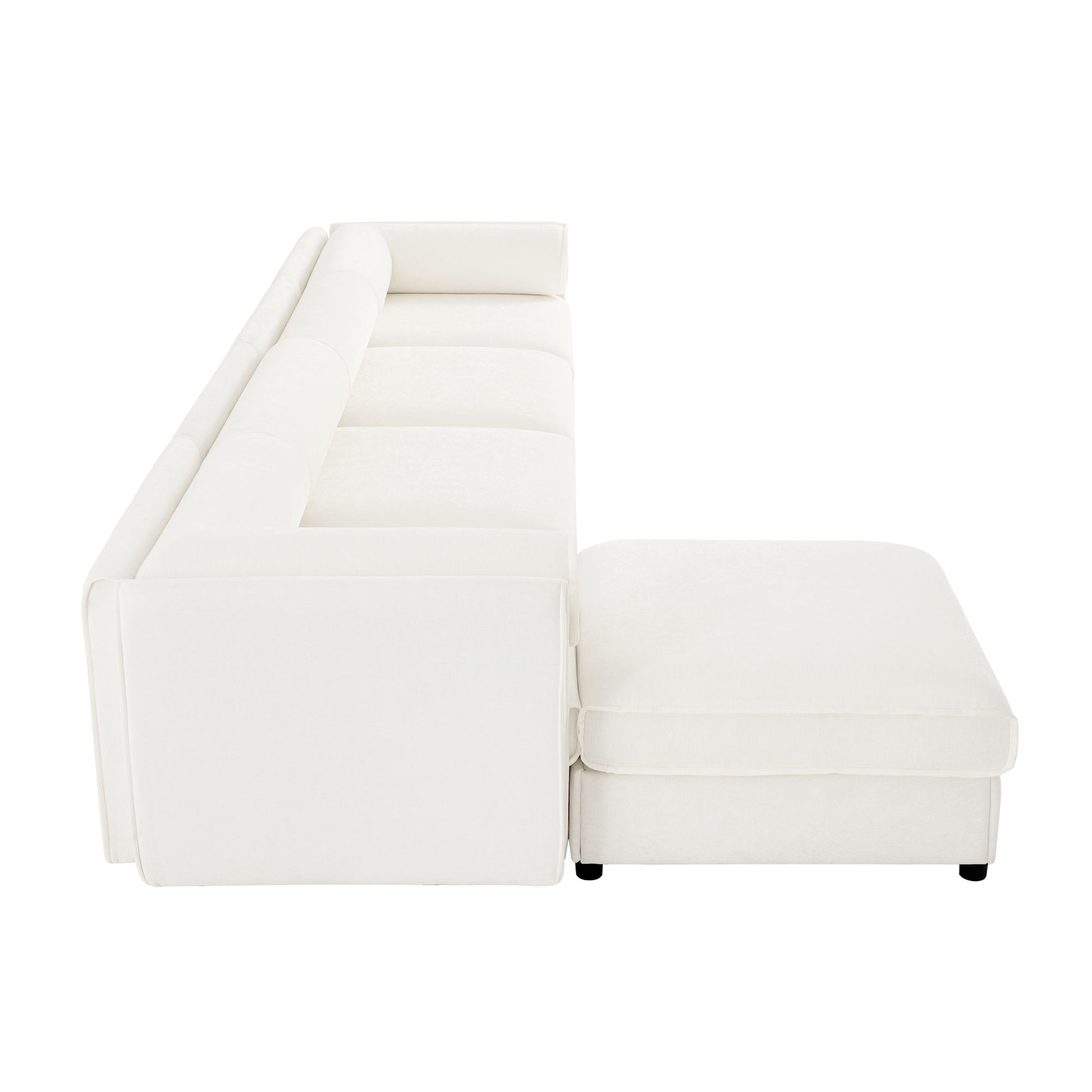 Contemporary Elegant White Chenille Sofa With Storage And Ottoman - Best Buy Furniture