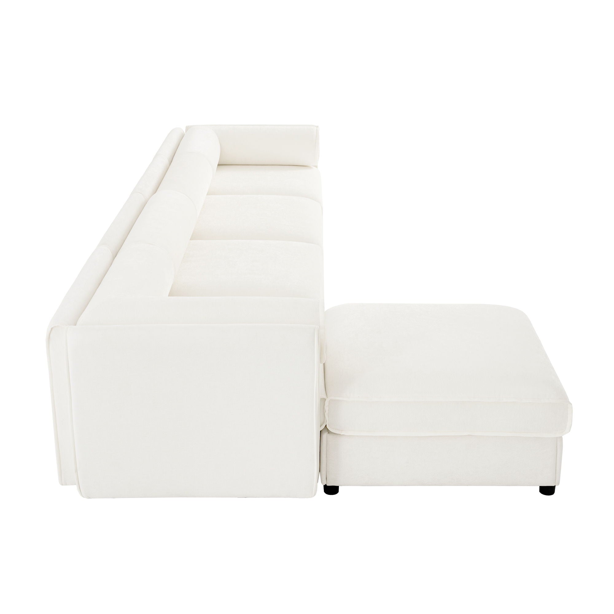 Contemporary Elegant White Chenille Sofa With Storage And Ottoman - Best Buy Furniture