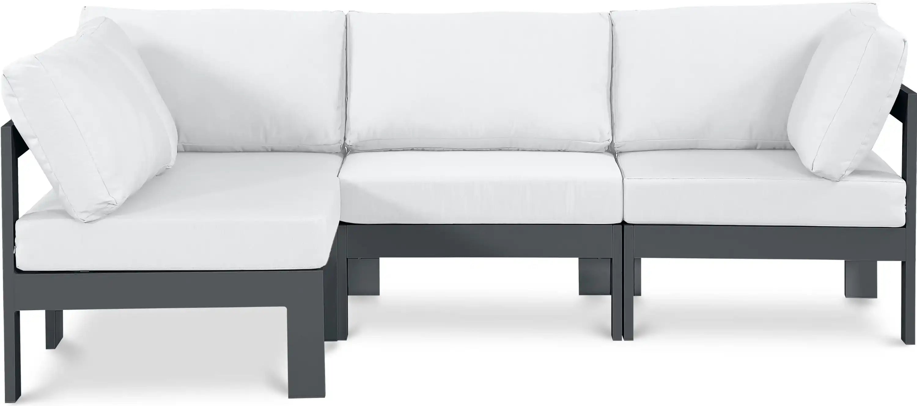 Nizuc - Outdoor Patio 4 Piece Modular Sectional With Gray Frame - Best Buy Furniture