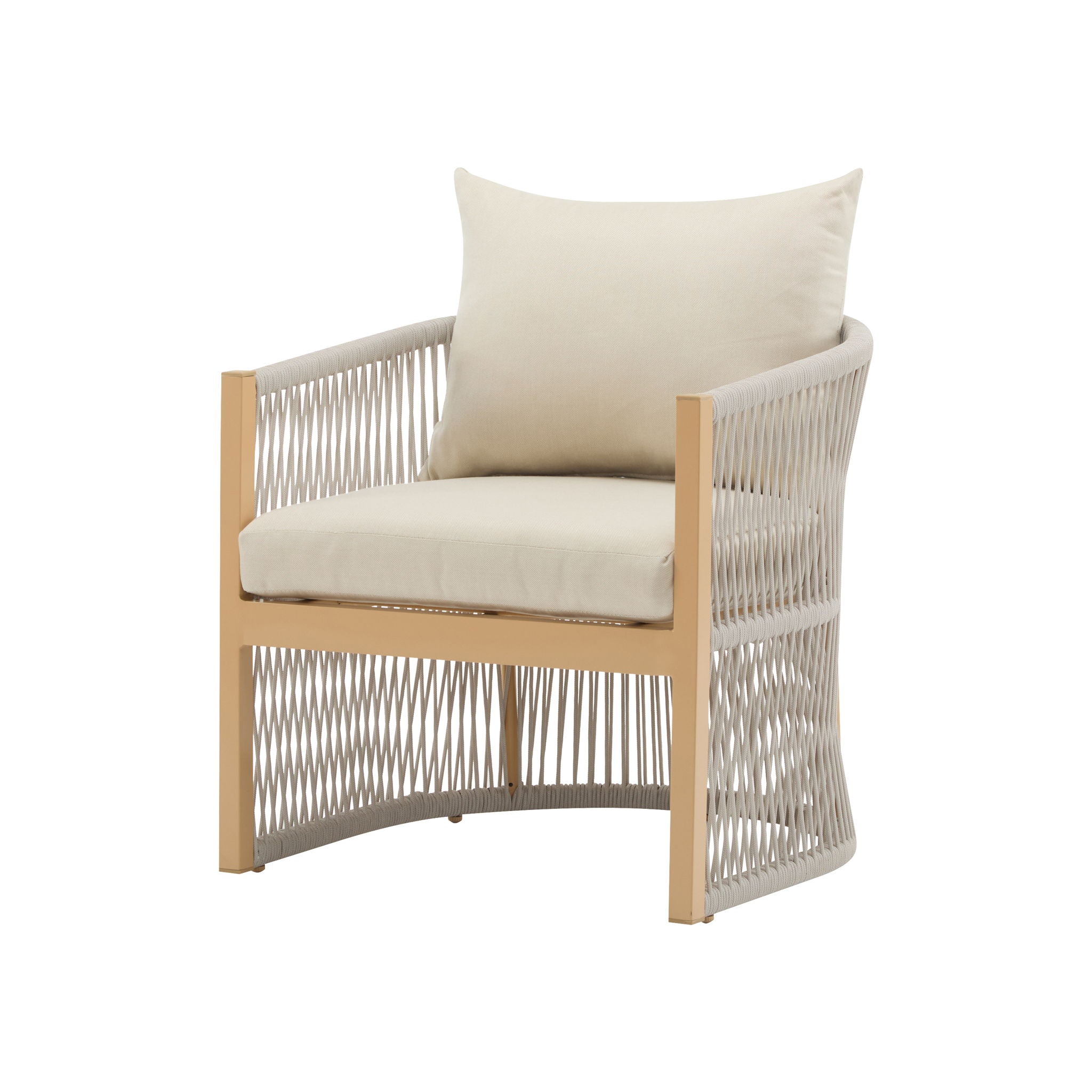 Modern Curved Aluminum Lounge Chair With Stylish Rope Weave Design And Cushioned Comfort For Outdoor - Best Buy Furniture