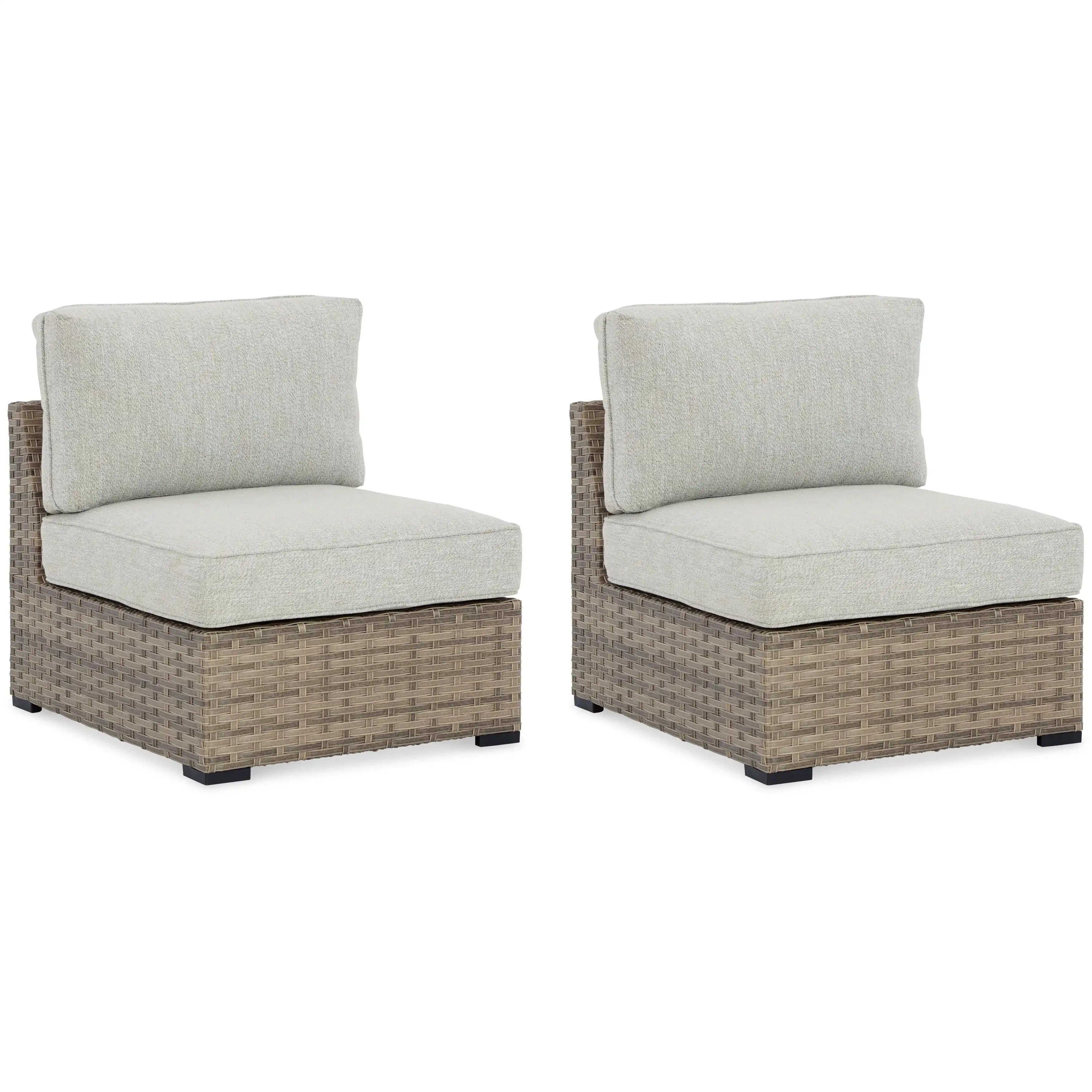 Calworth - Armless Chair w/Cushion (Set of 2) - Beige - Best Buy Furniture
