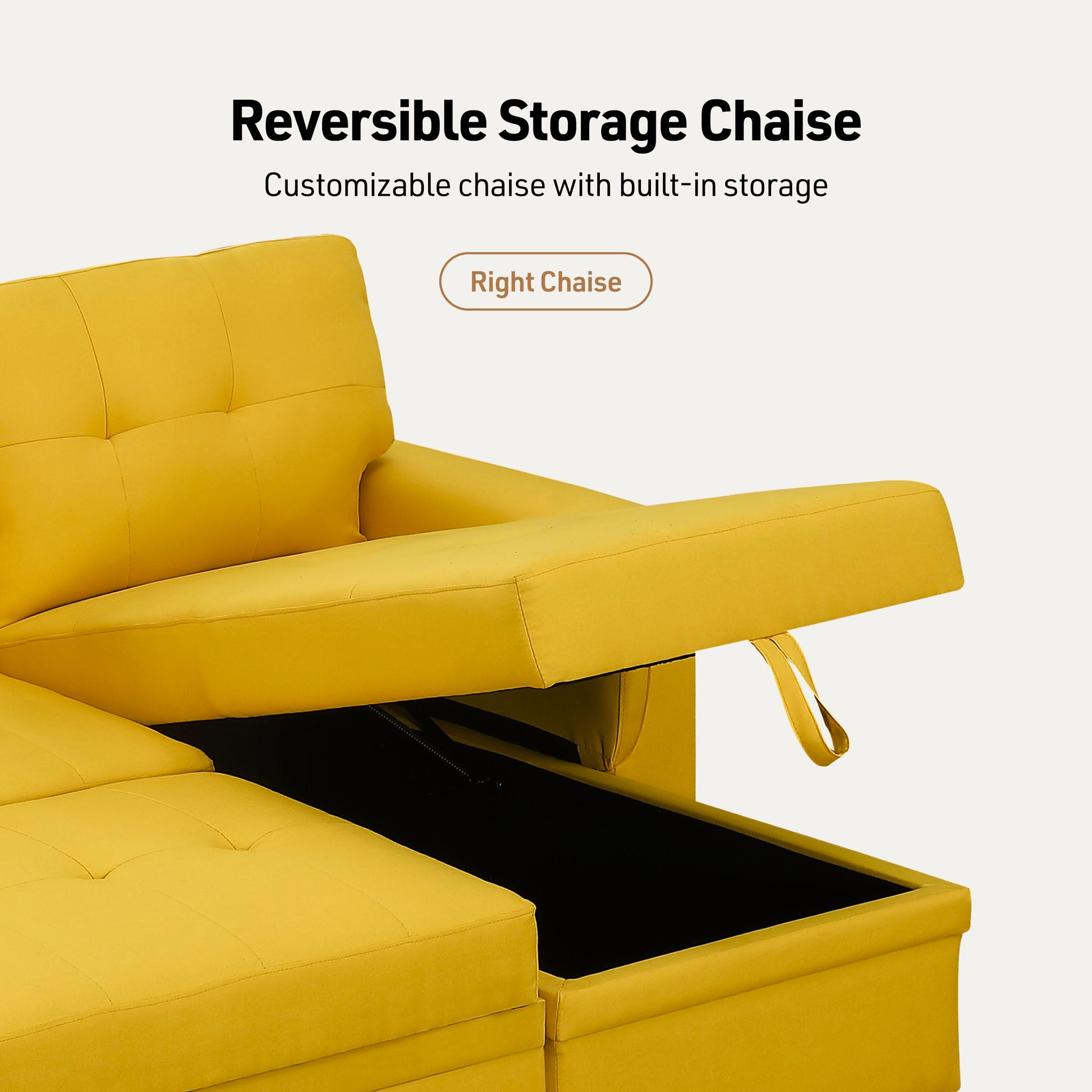 Lucca - Linen Reversible Sleeper Sectional Sofa With Storage Chaise - Best Buy Furniture