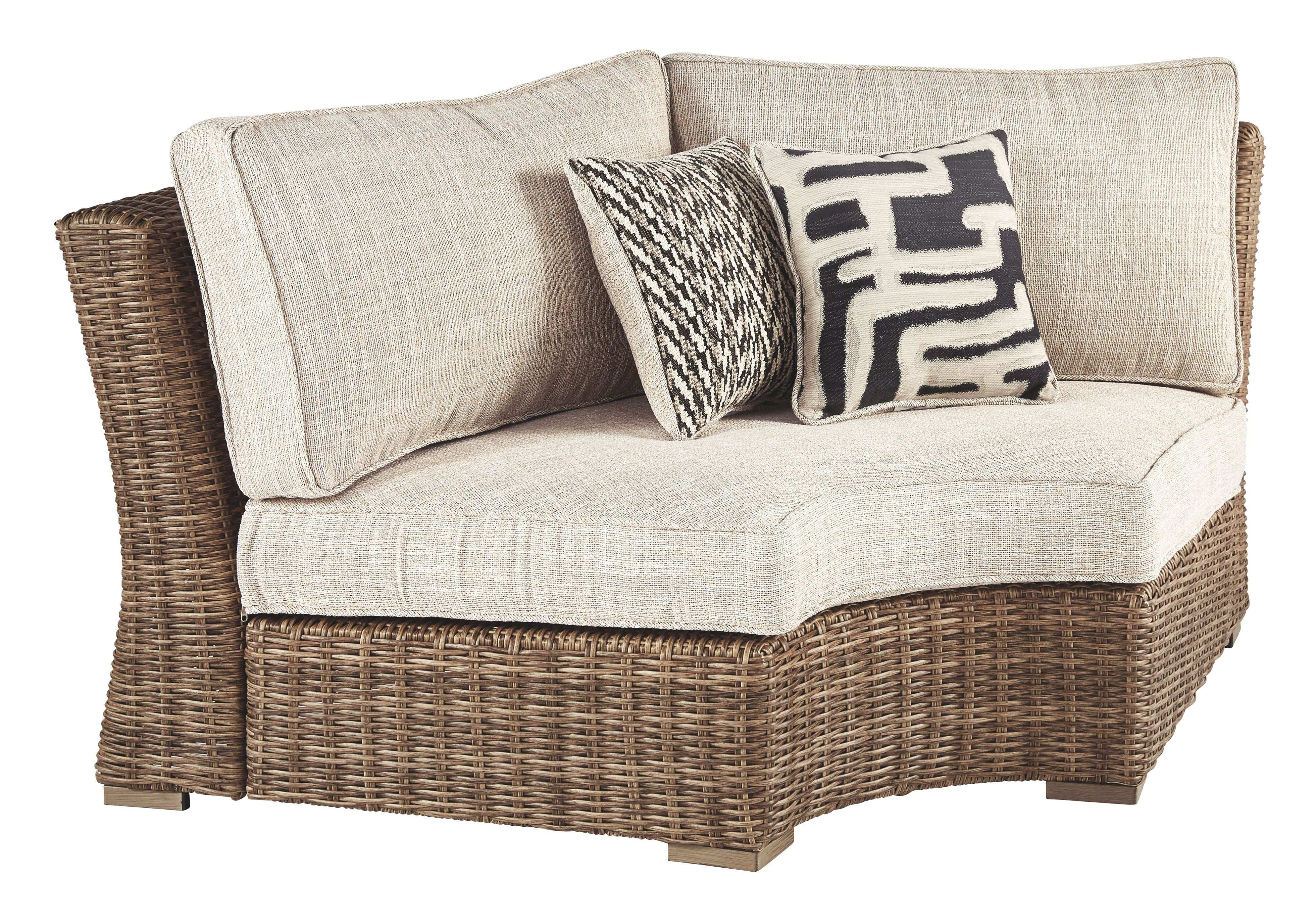 Beachcroft - Curved Corner Chair w/Cushion - Beige - Best Buy Furniture