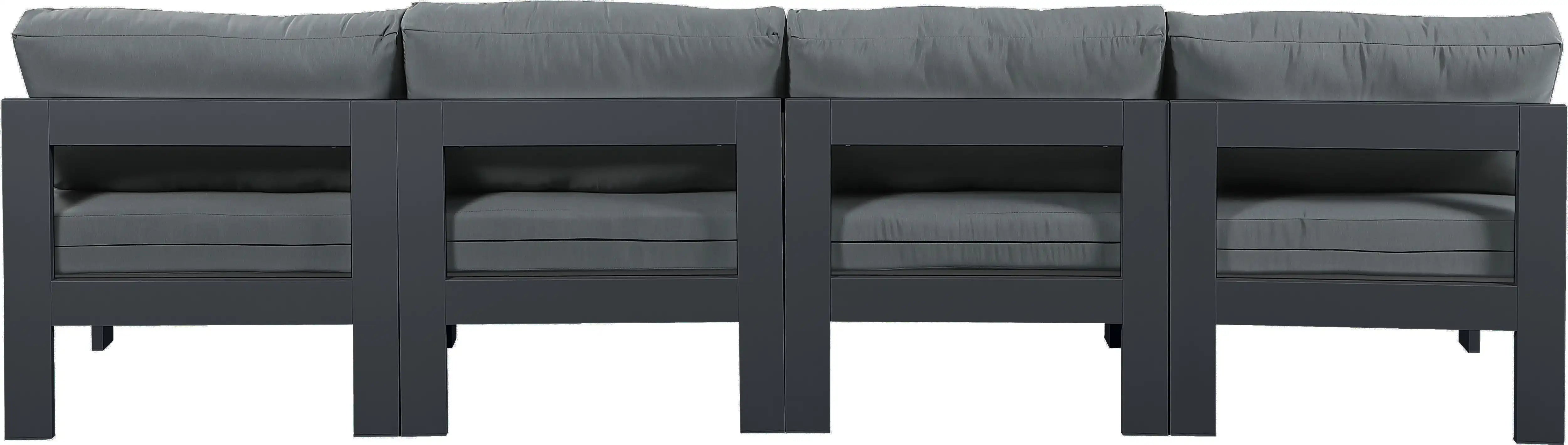 Nizuc - Outdoor Patio 4 Seat Armless Modular Sofa With Gray Frame - Best Buy Furniture