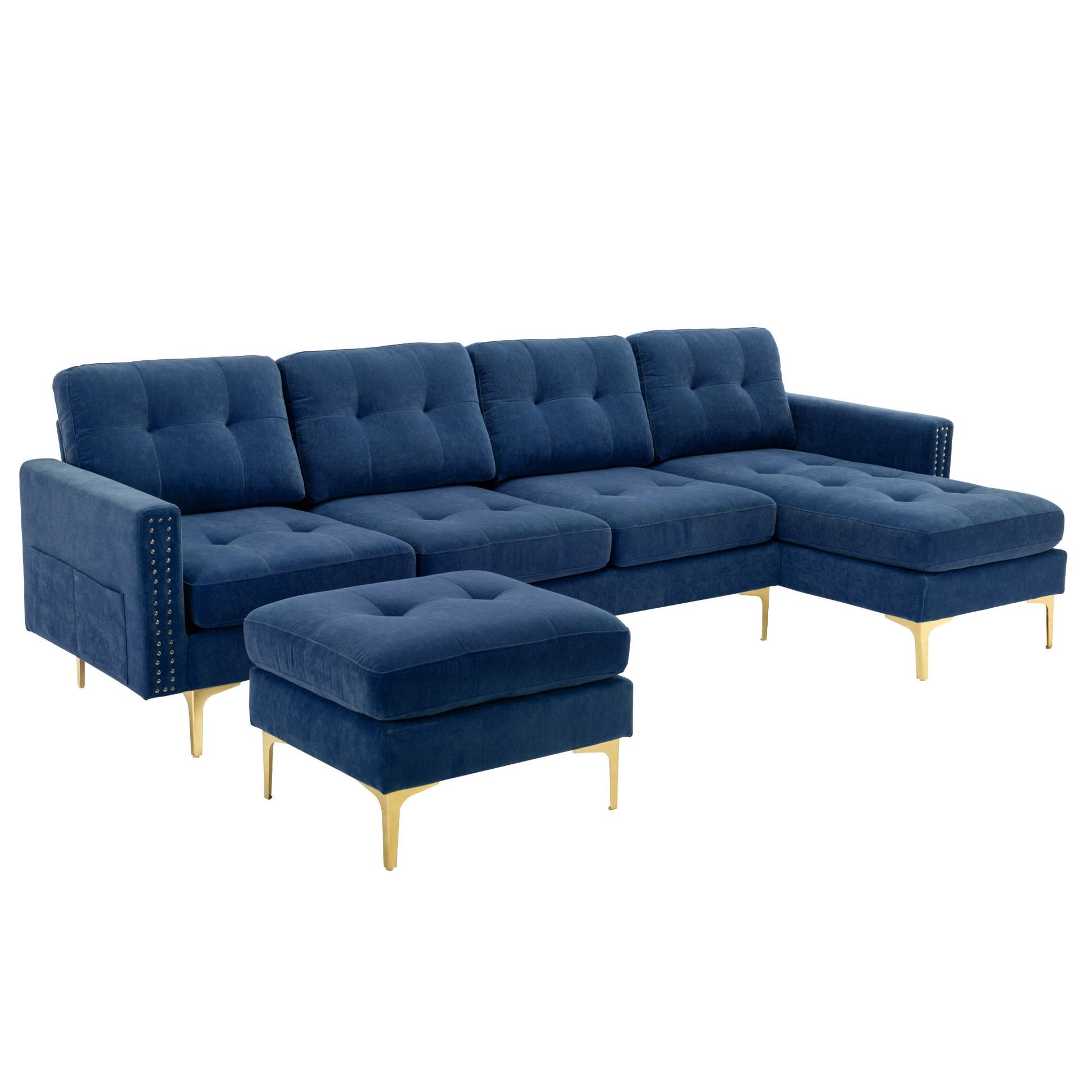 Modern L - Shape Convertible Sectional Sofa With Movable Ottoman - Best Buy Furniture