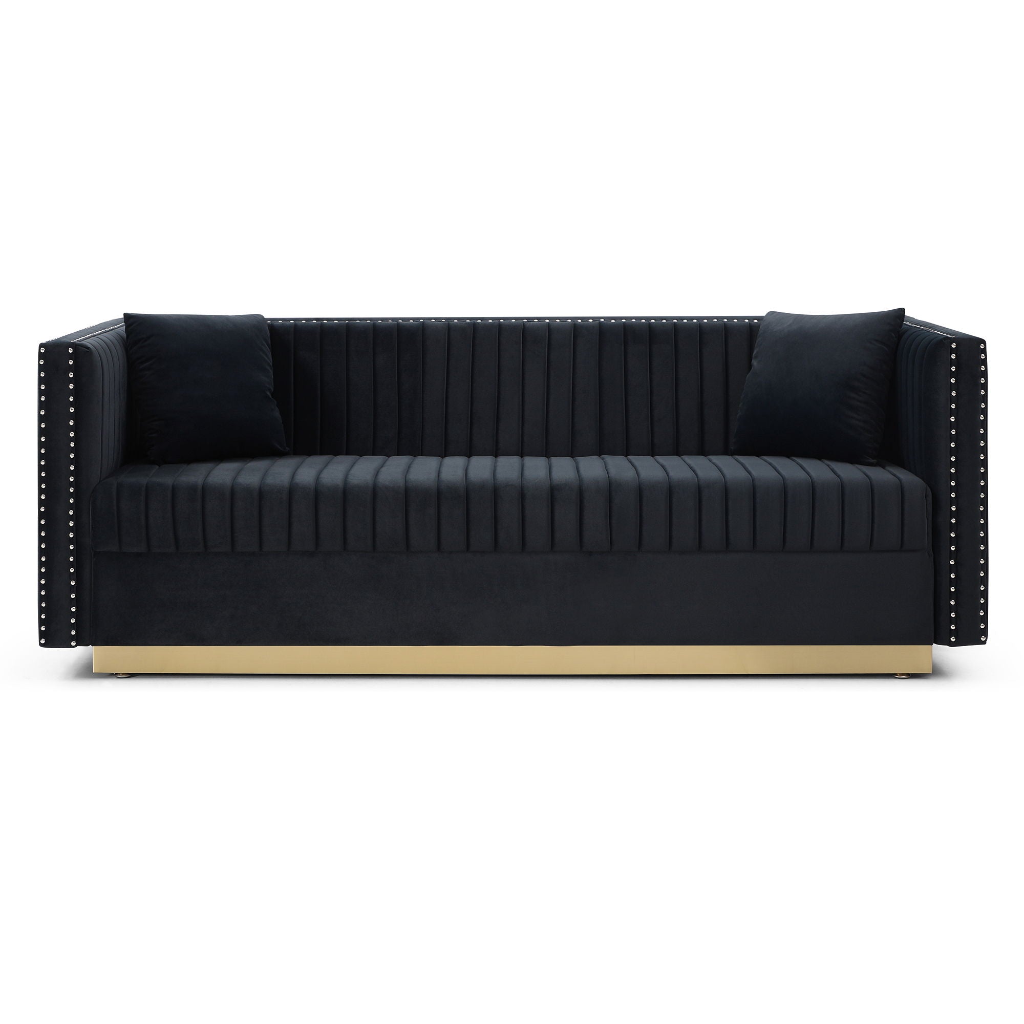 Contemporary Vertical Channel Tufted Sofa Modern Upholstered Couch For Living Room With 2 Pillows - Best Buy Furniture
