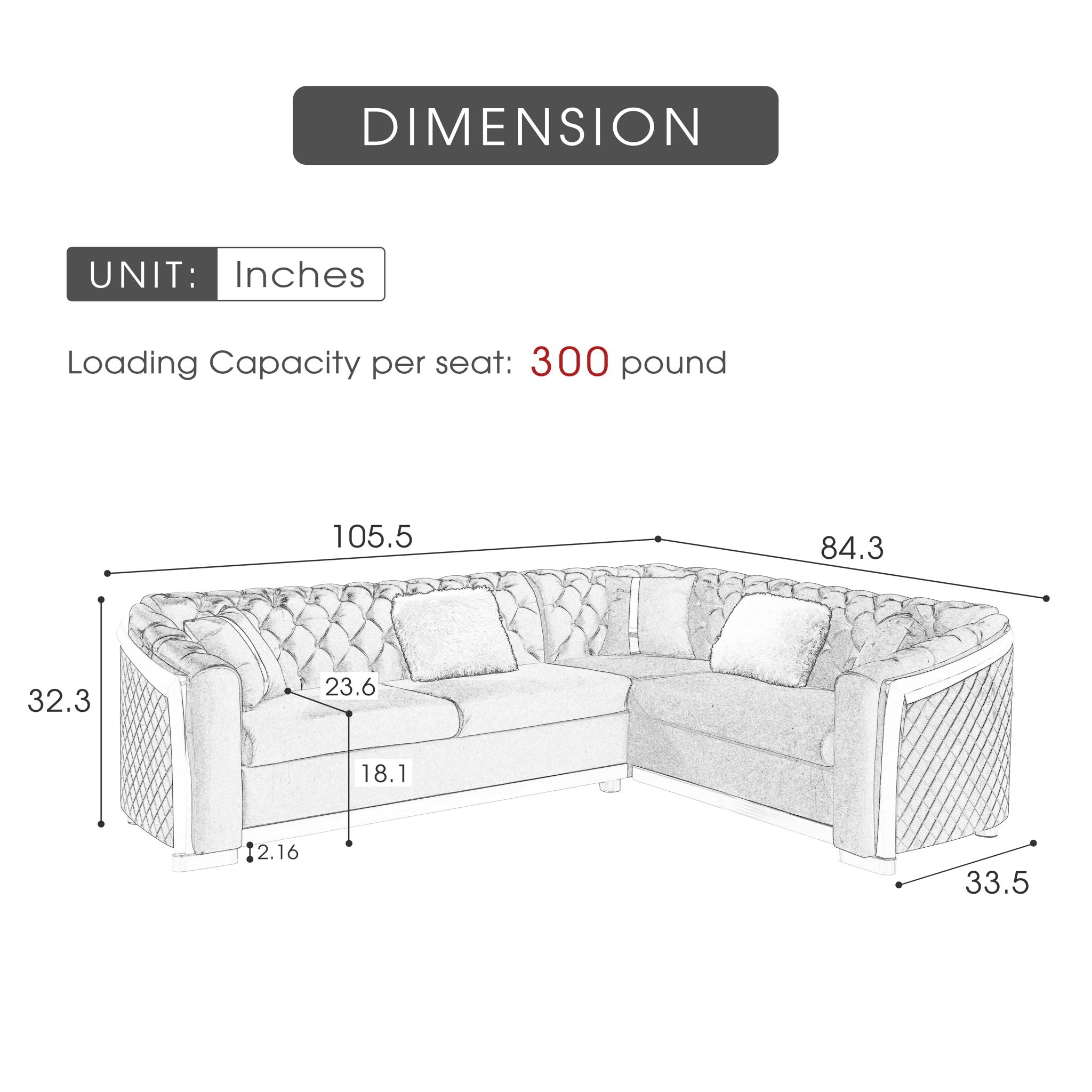 L Shaped Chesterfield Sectional Sofa With Stainless Steel Accents - Best Buy Furniture