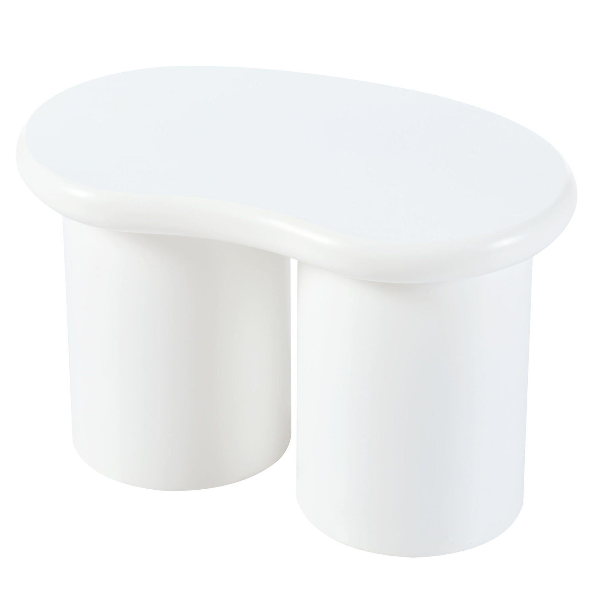 Cloud - Coffee Table (Set of 3), Irregular Shape Coffee Table With 2 Drawers, 2 Small Stools For Living Room - White - Best Buy Furniture