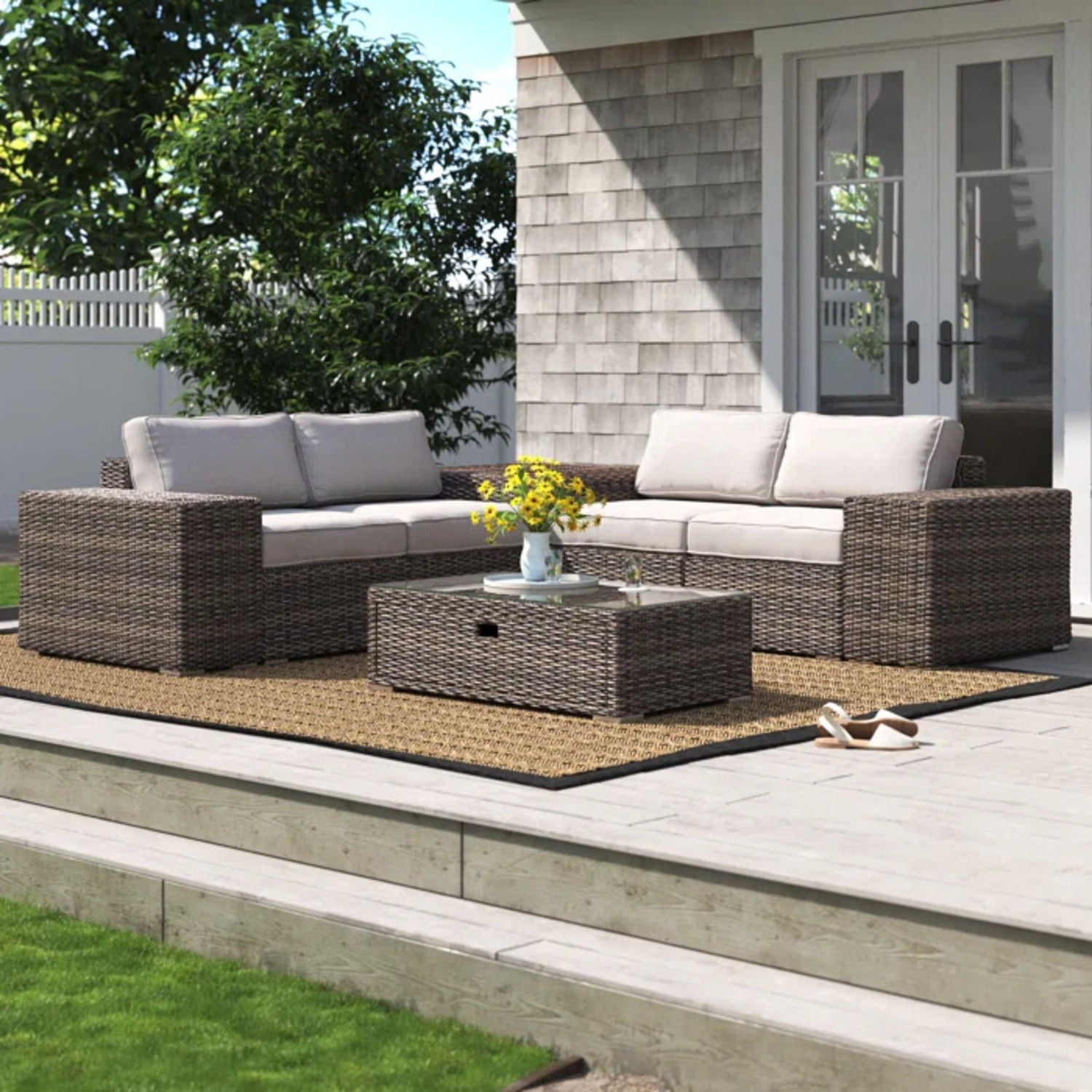 Modern Patio Rattan Sectional Set With Cushions - Best Buy Furniture
