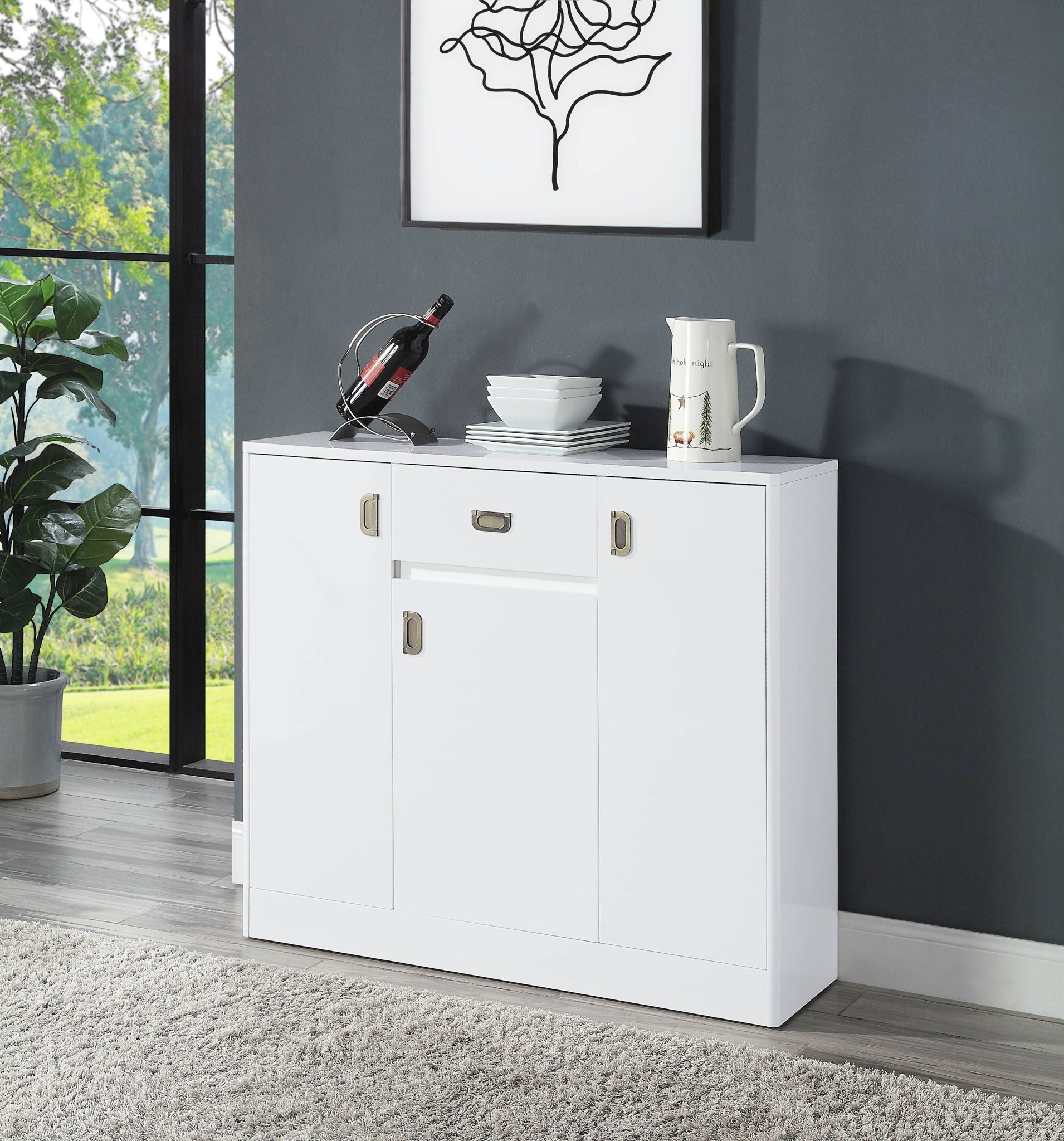 Pagan - High Gloss Server - White - Best Buy Furniture