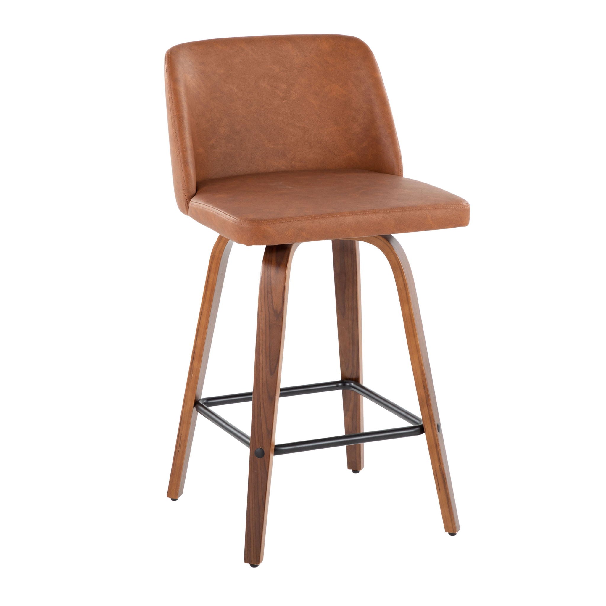 Toriano - Mid Century Modern Fixed Height Counter Stool & Square Footrest (Set of 2) - Best Buy Furniture