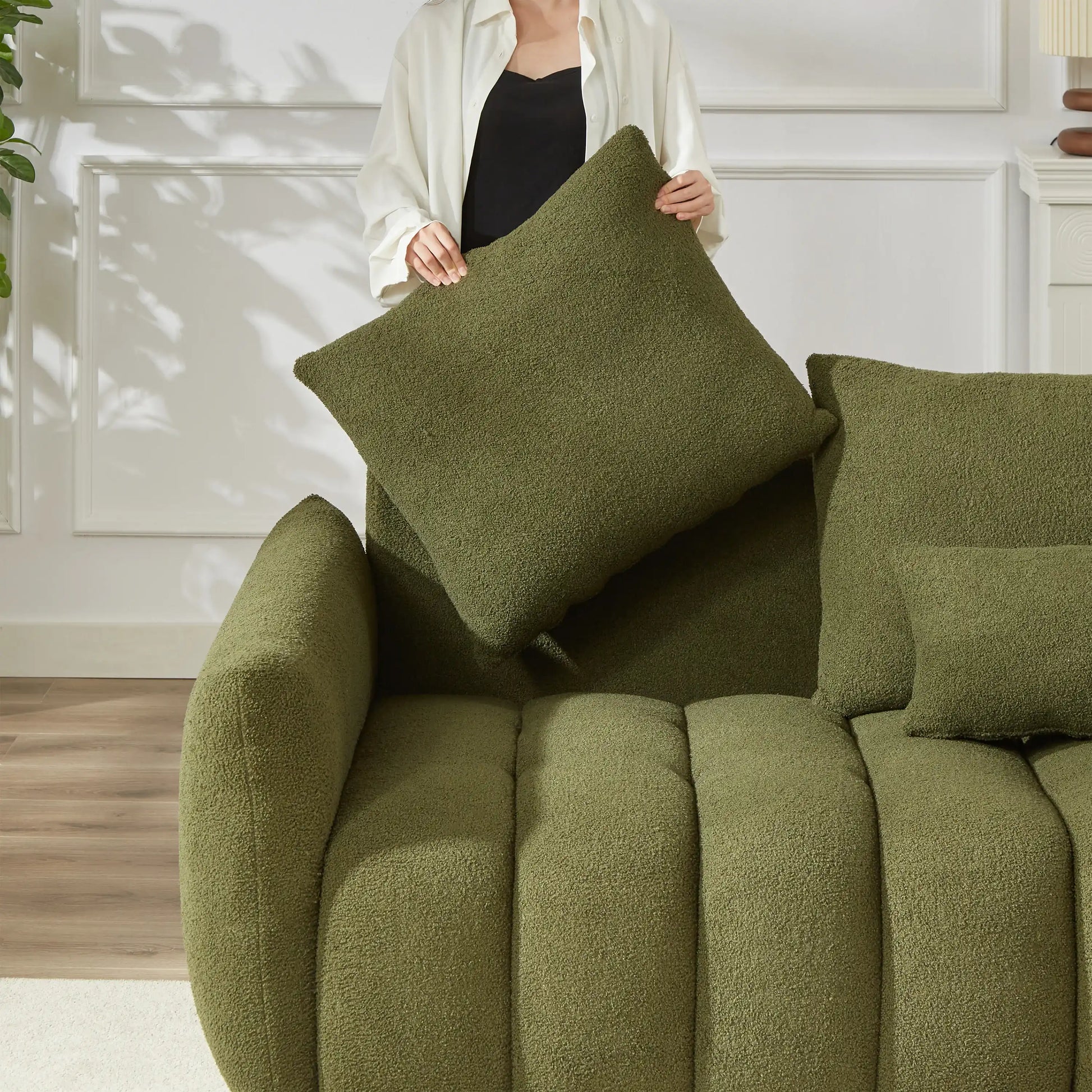 6 Cushion Modern Teddy Sofa Set, 3 Seater + 3 Seater - Best Buy Furniture