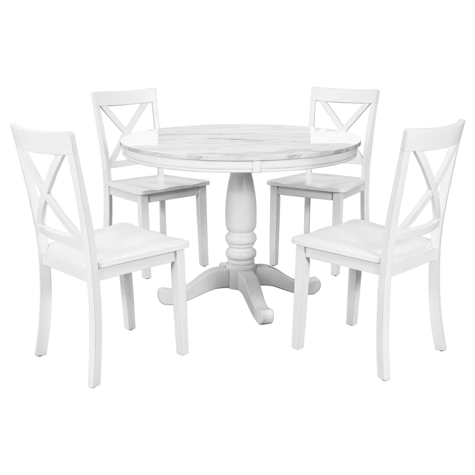 5 Pieces Dining Table And Chairs Set For 4 Persons, Kitchen Room Solid Wood Table With 4 Chairs - Best Buy Furniture