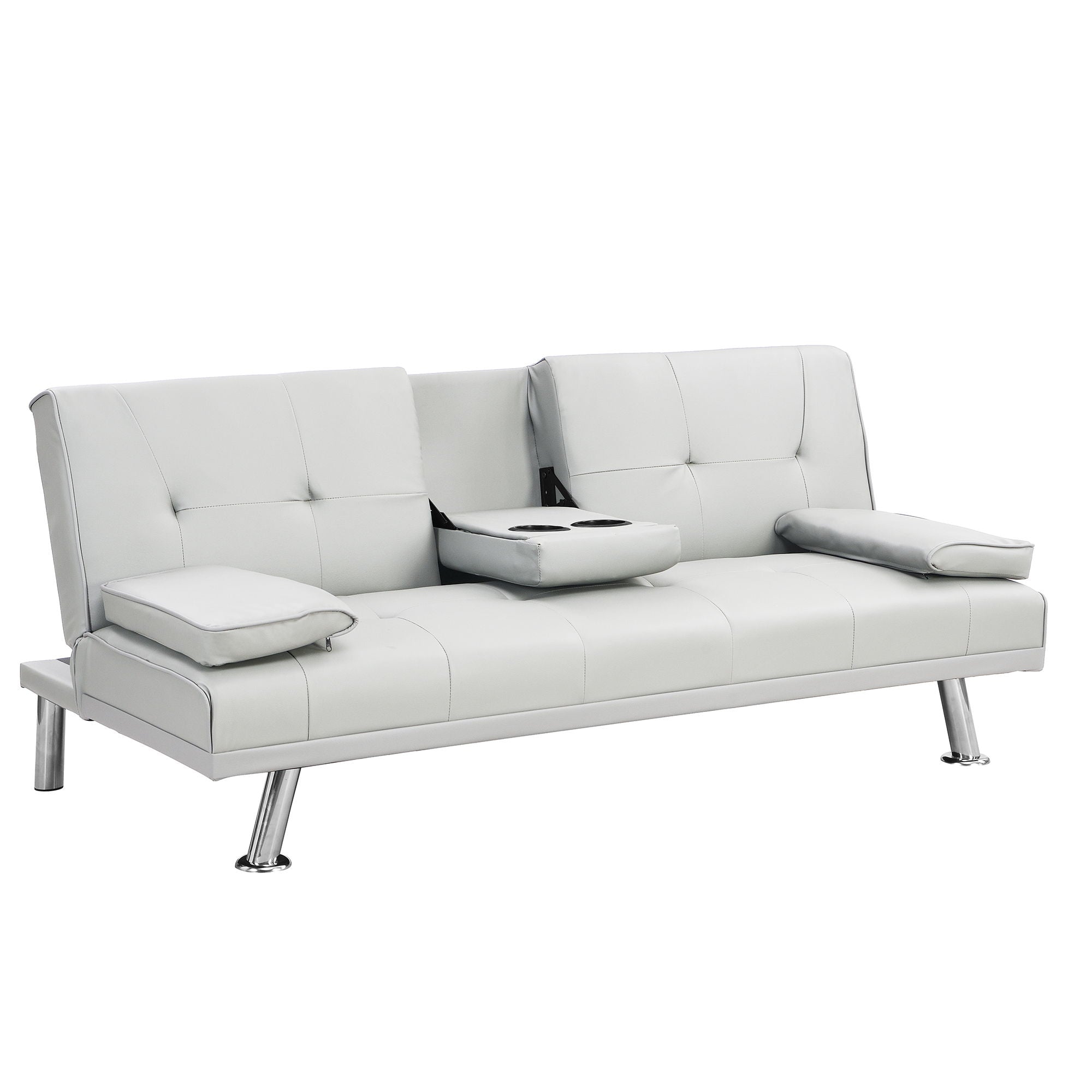 Futon Sofa Bed With Armrest Two Holders Wood Frame, Stainless Leg - Best Buy Furniture