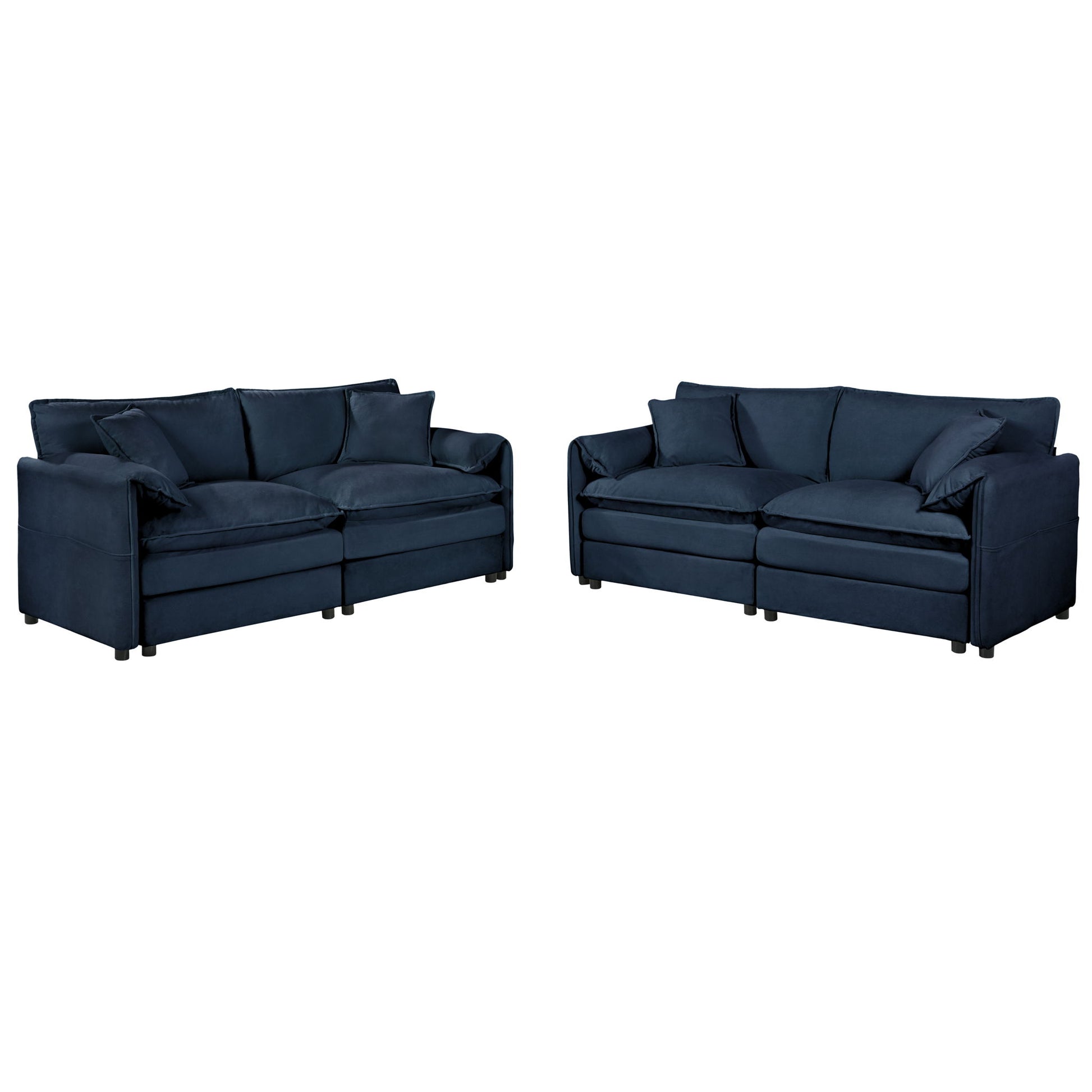 Modern Chenille Oversized Deep Seat Luxury 2 Piece Sofa Set With 4 Pillows - Best Buy Furniture