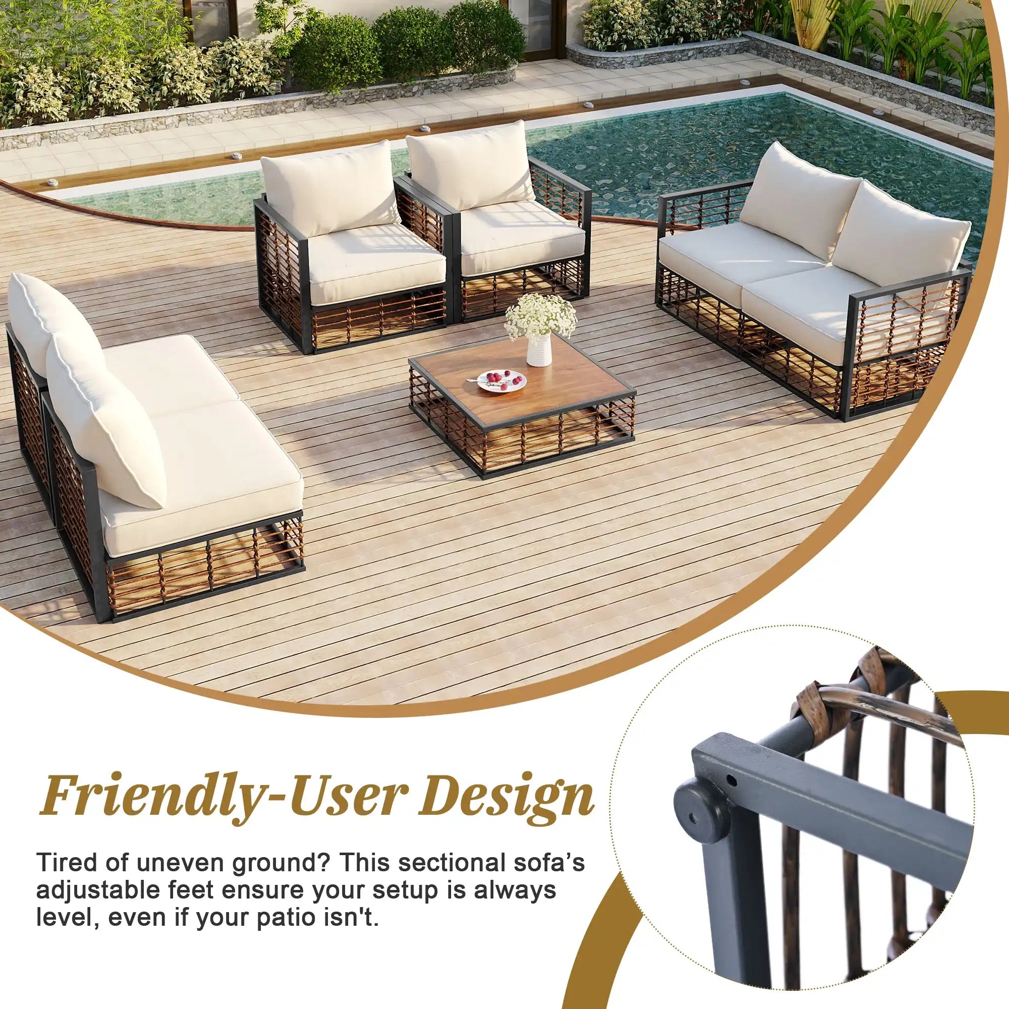 TOPMAX Modern 7-Piece Outdoor Modular Sectional Sofa Set - Best Buy Furniture